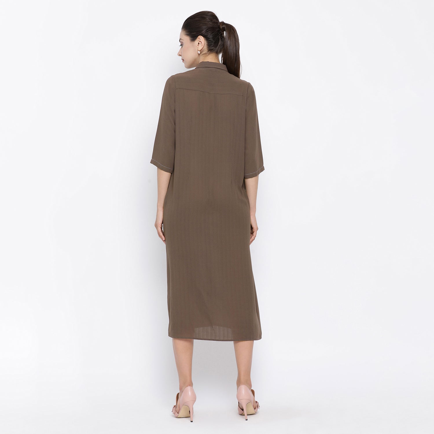 Dark Brown Work Wear Dresses for Ladies-3