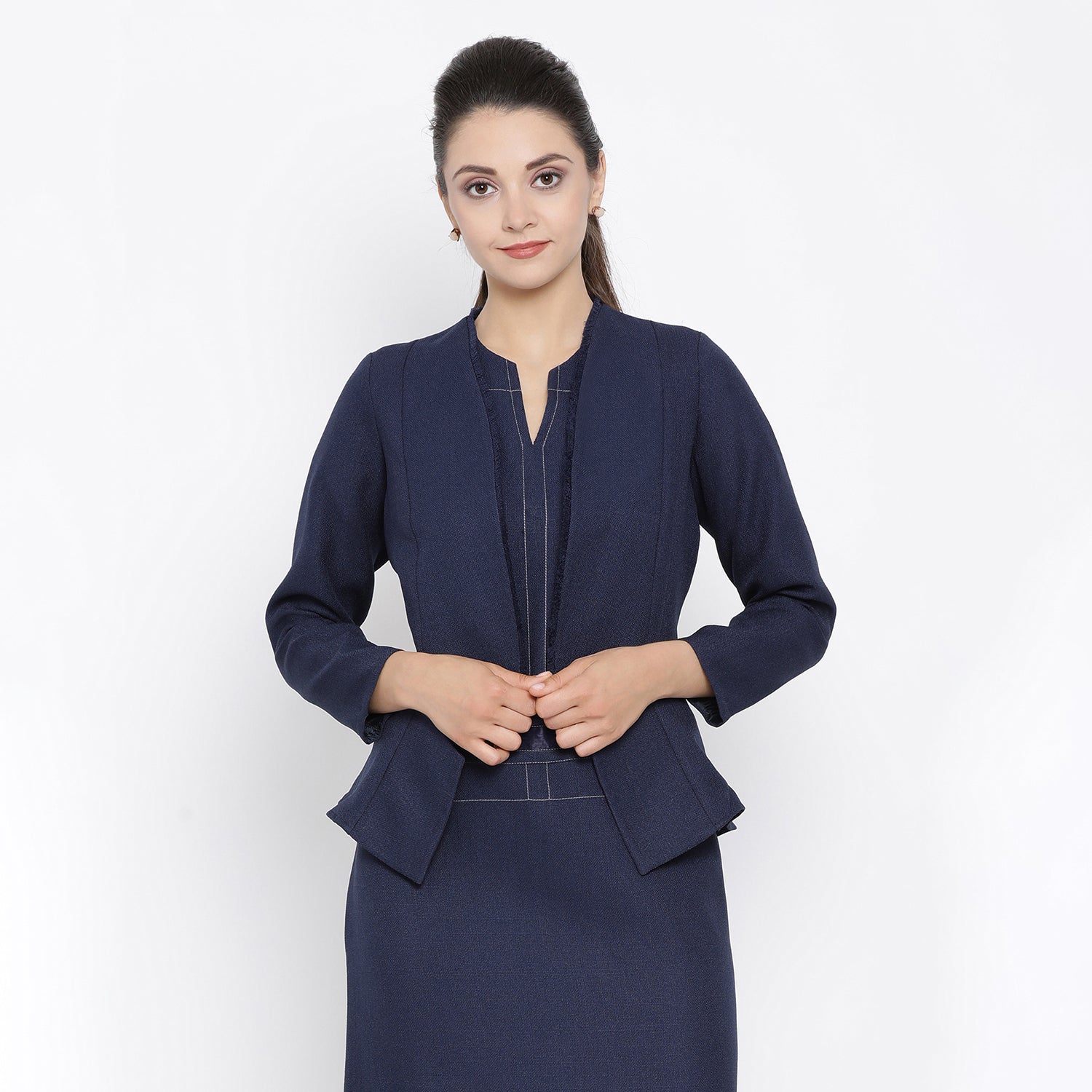 Blue Silk Linen Jacket for Women