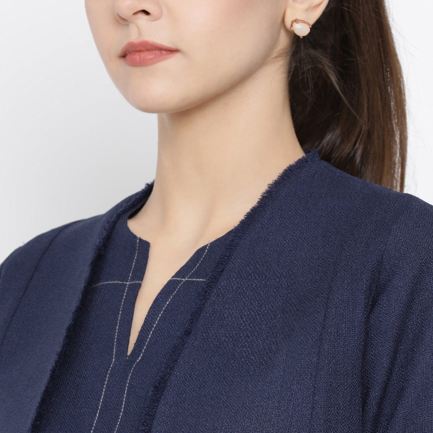 Blue Silk Linen Jacket for Women-3