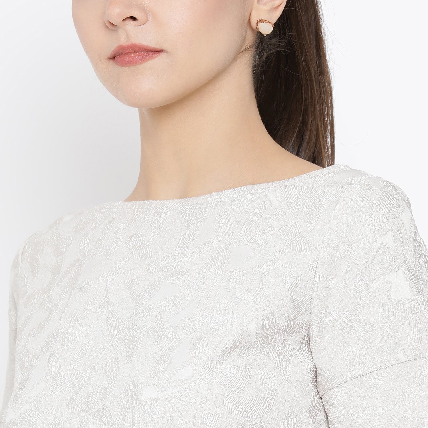 Buy Off White Asymmetrical Peplum Top for Women-4