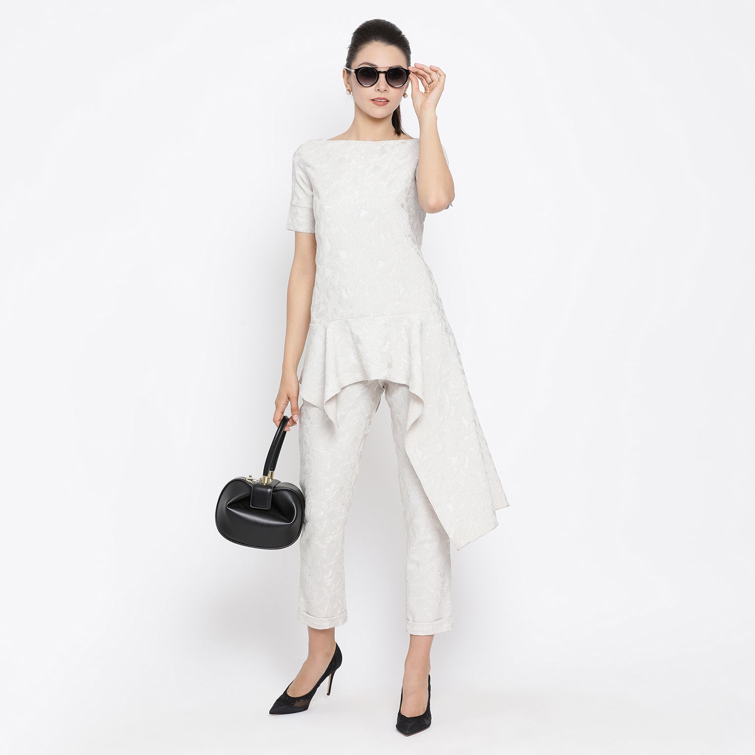 Buy Off White Asymmetrical Peplum Top for Women