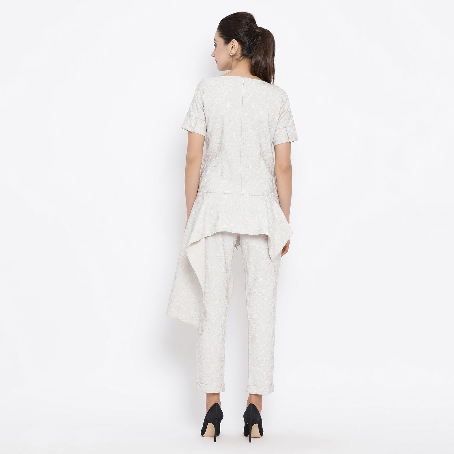 Buy Off White Asymmetrical Peplum Top for Women-3