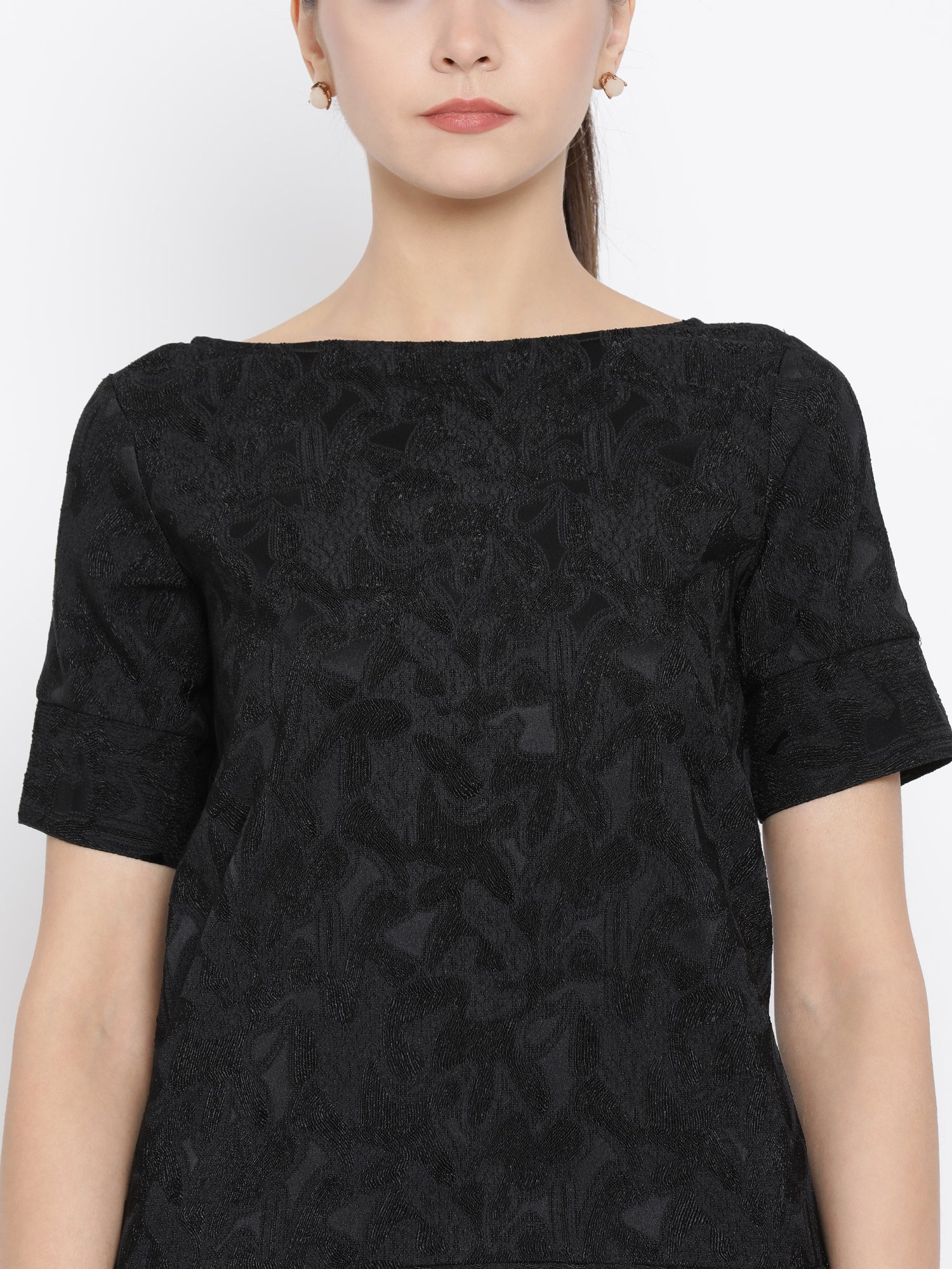 Buy Black Asymmetrical Peplum Top for Ladies-1