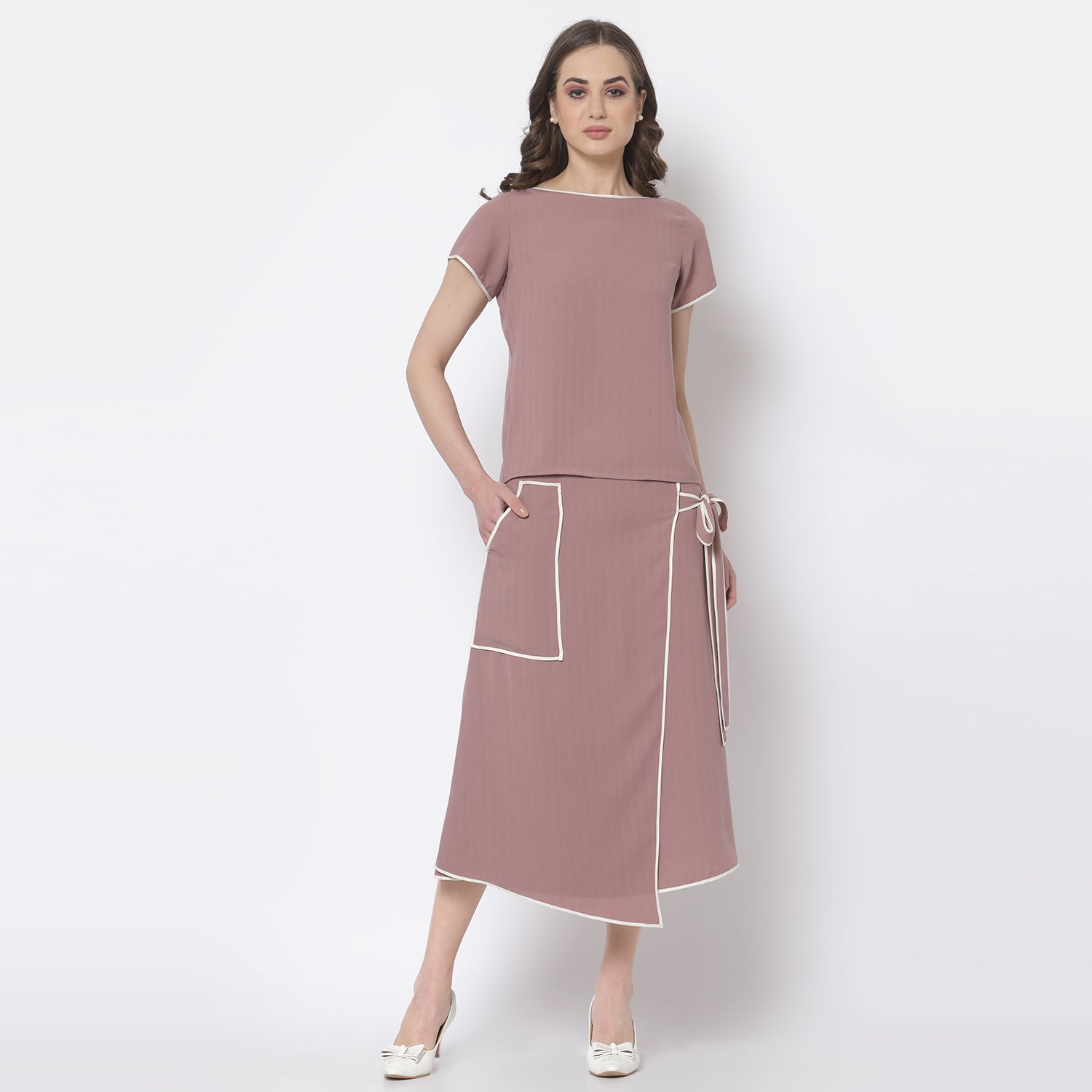 Buy Pink Boat Neck Top for Women-4