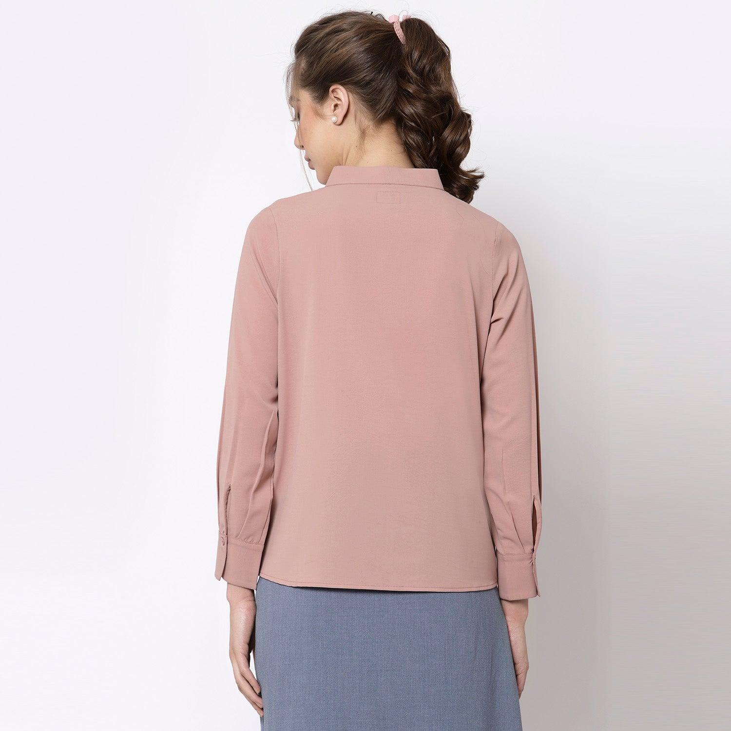 Top Peach Dengan Kolar Frill