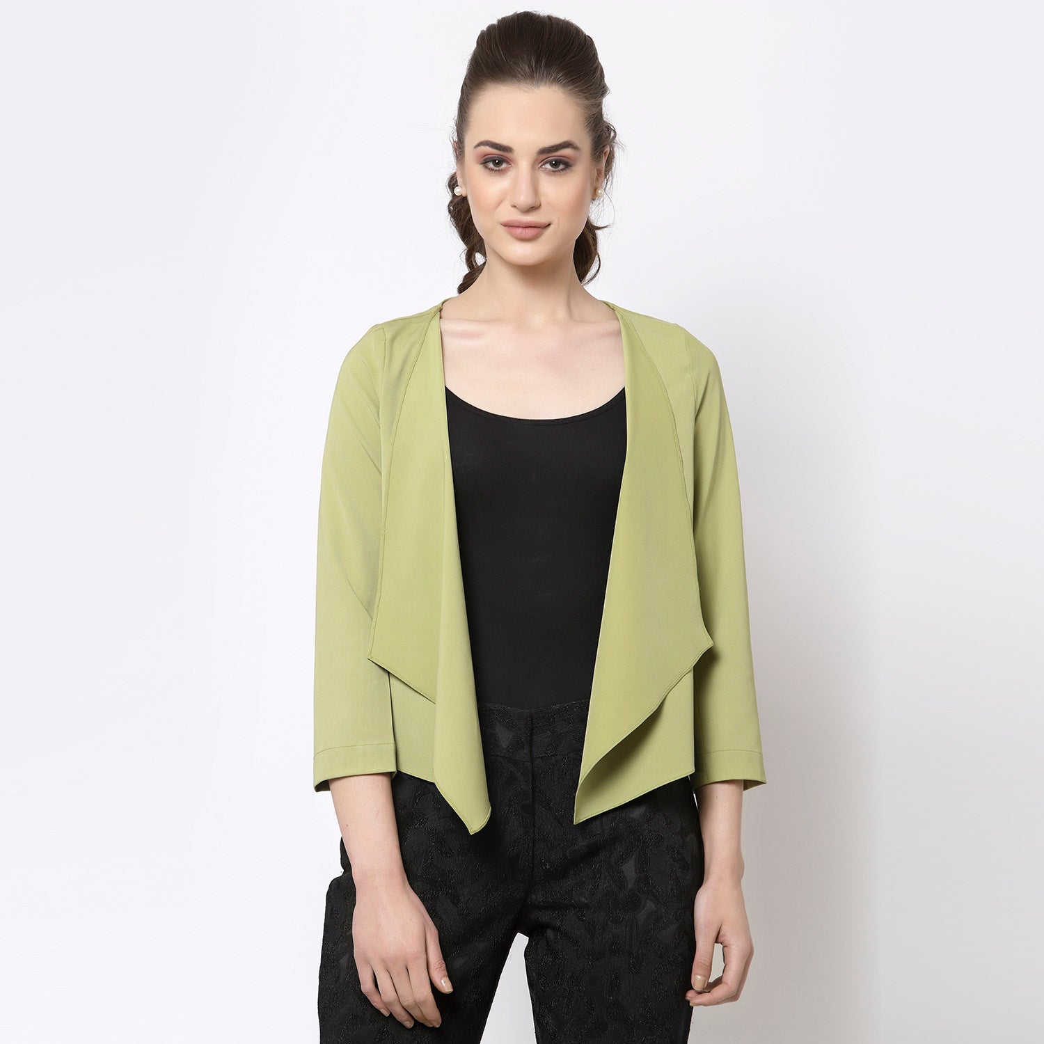 Olive Asymmetrical Shrug for Women