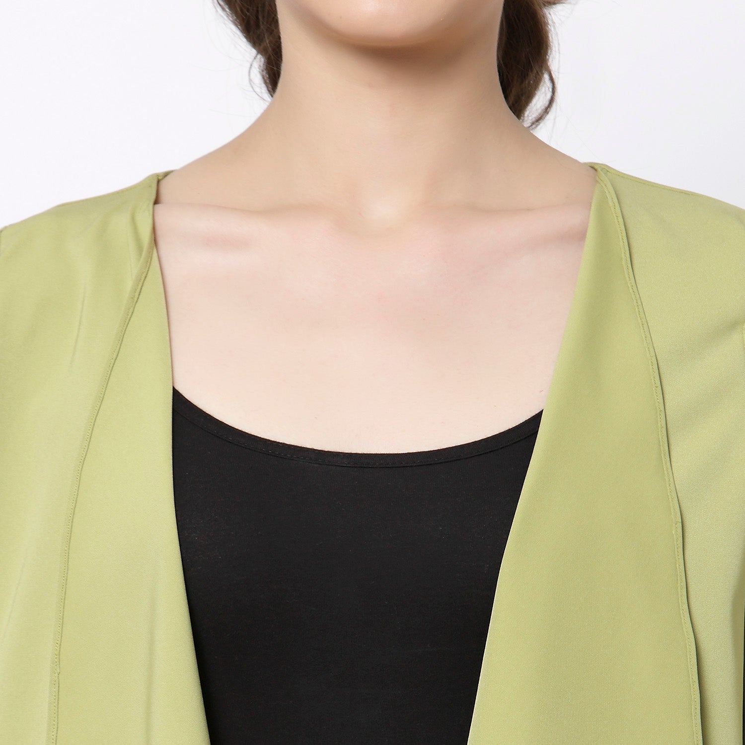 Olive Asymmetrical Shrug for Women-2