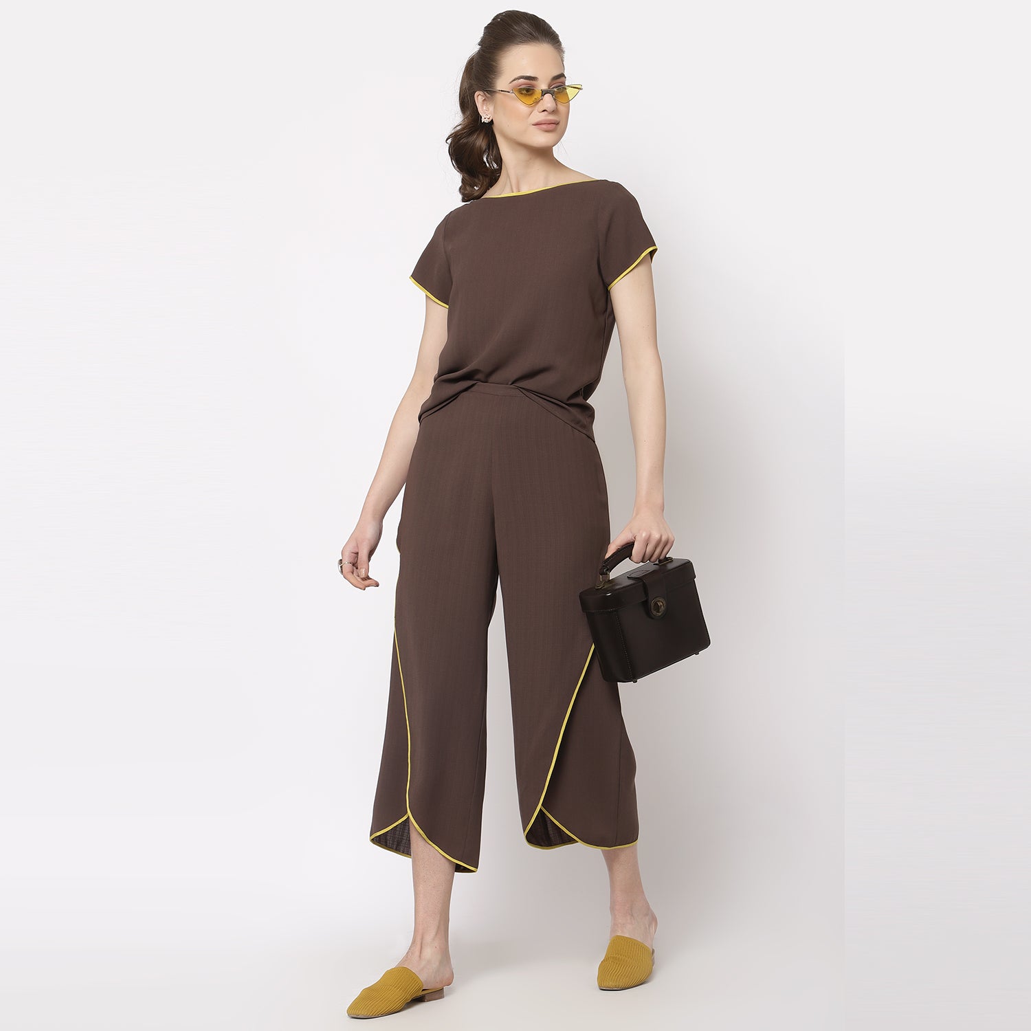 Buy Brown Boat Neck Top for Women-3