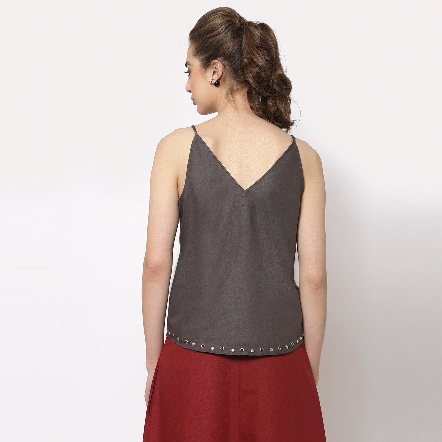 Buy Grey Spaghetti Top for Women-2
