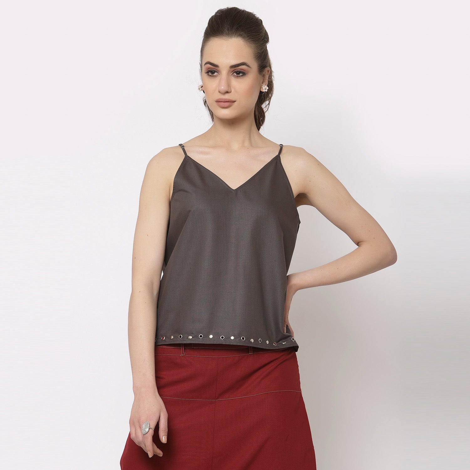 Buy Grey Spaghetti Top for Women