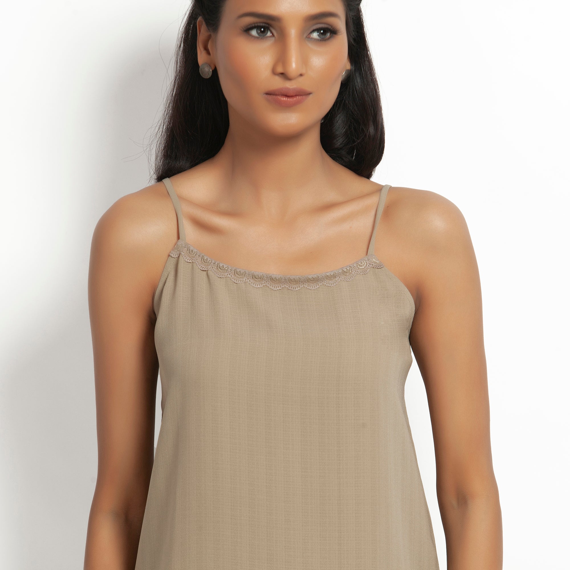 Buy Beige Spaghetti Top for Women-1