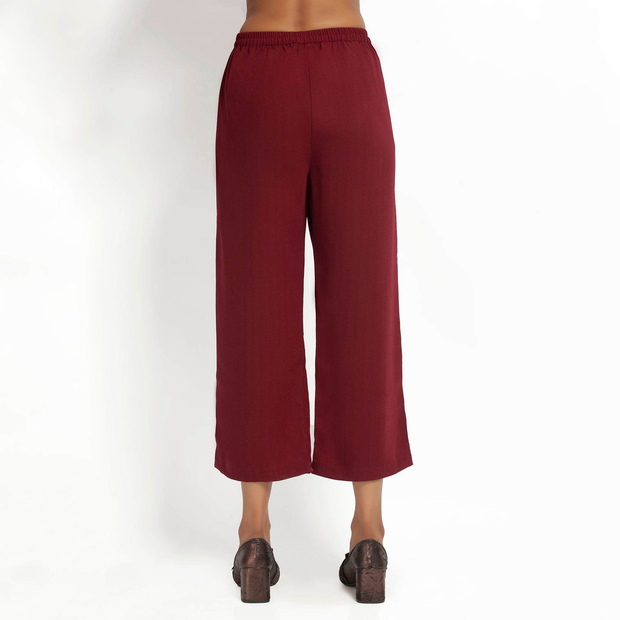 Maroon Straight Plazzo for Women-1
