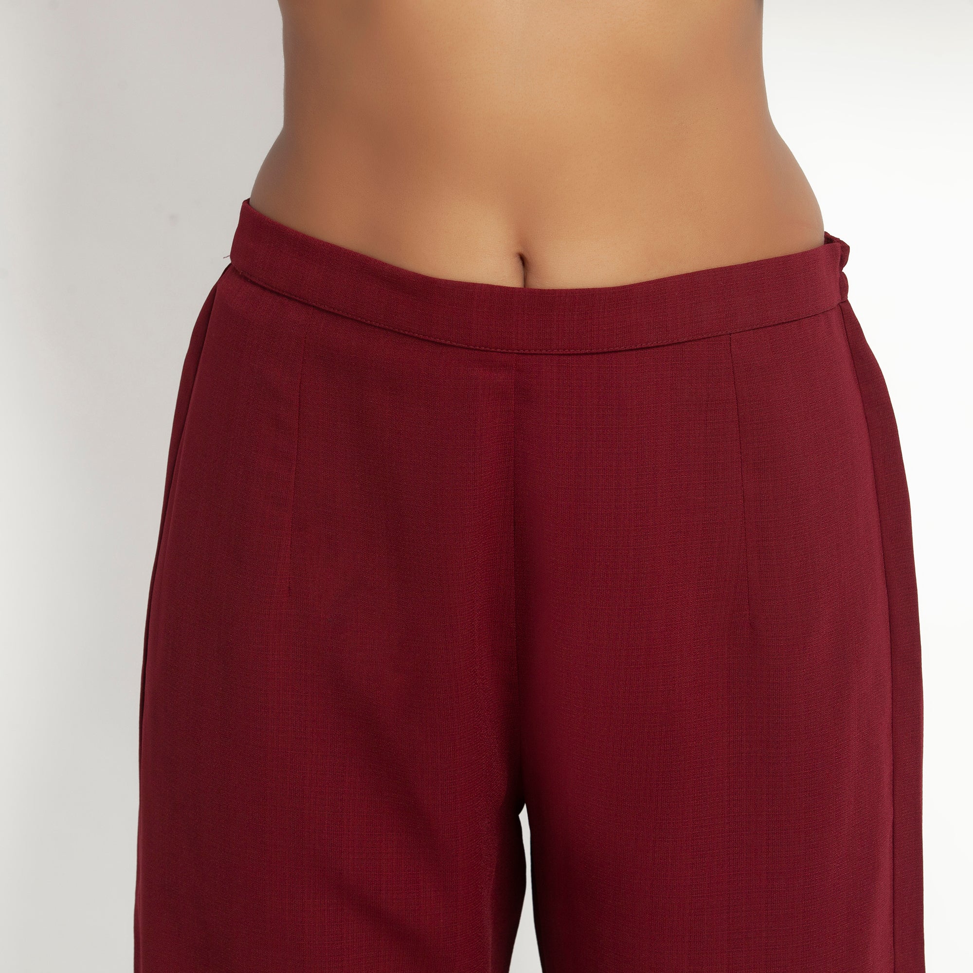 Maroon Straight Plazzo for Women-2