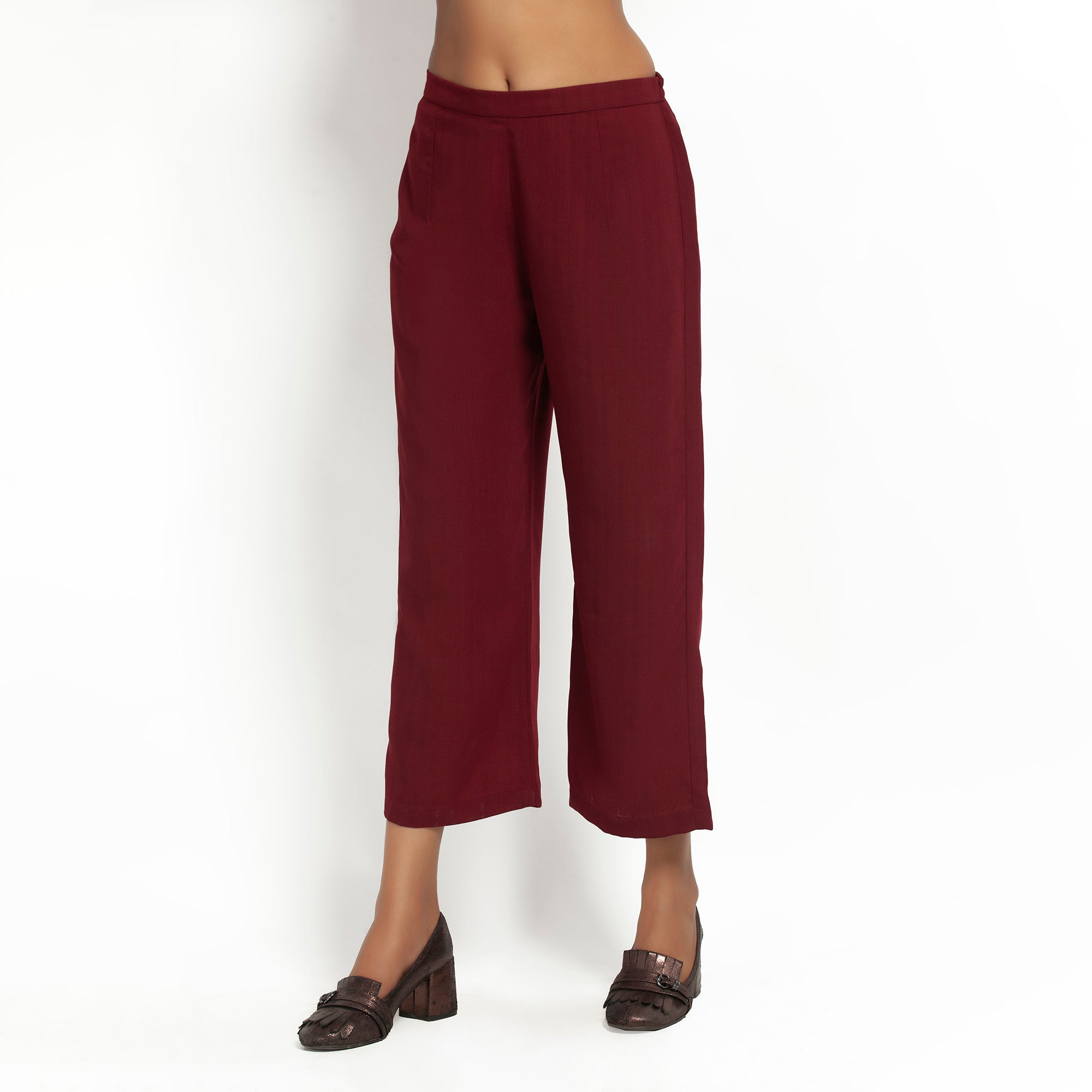 Maroon Straight Plazzo for Women