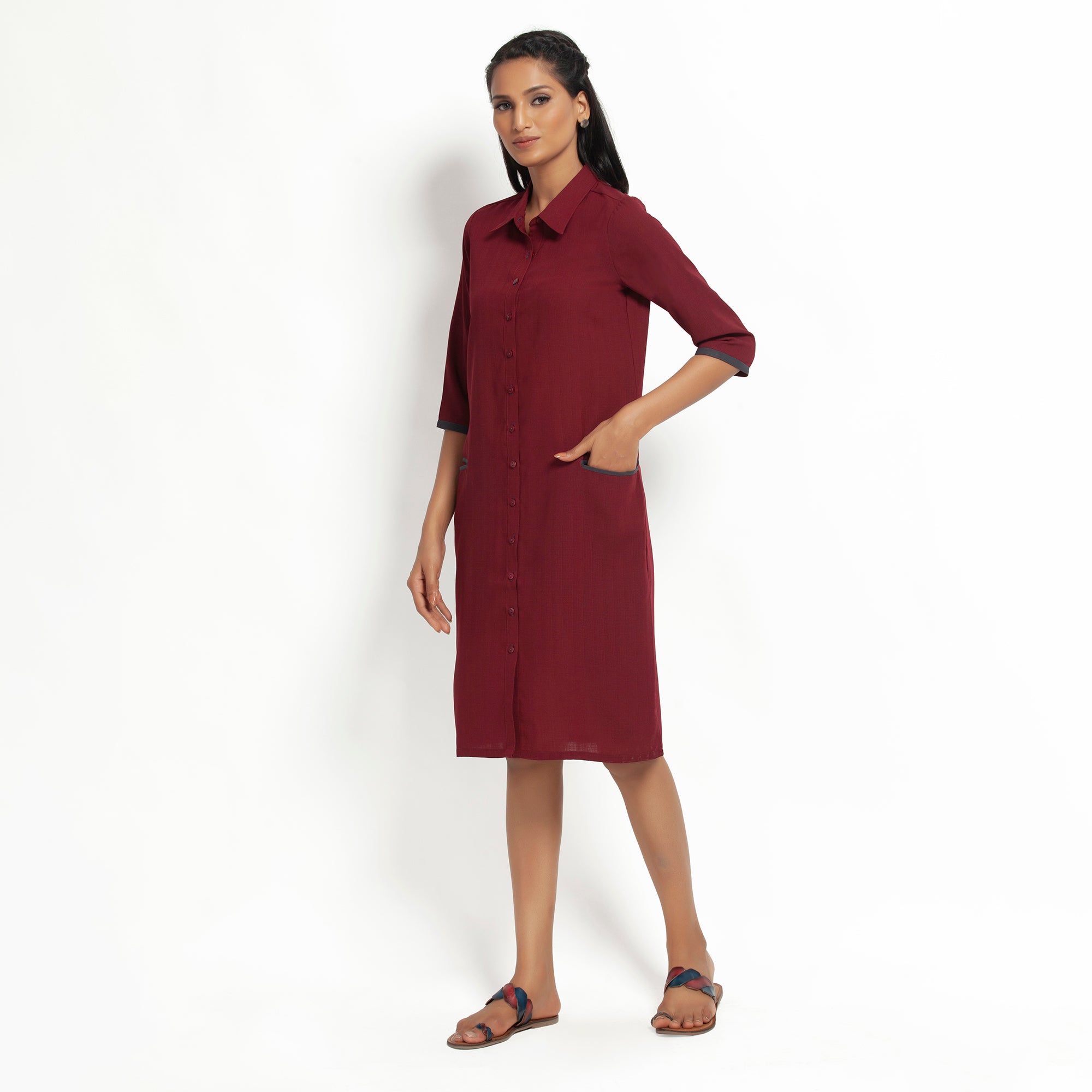 Maroon Straight Tunic Jacket for Women-4