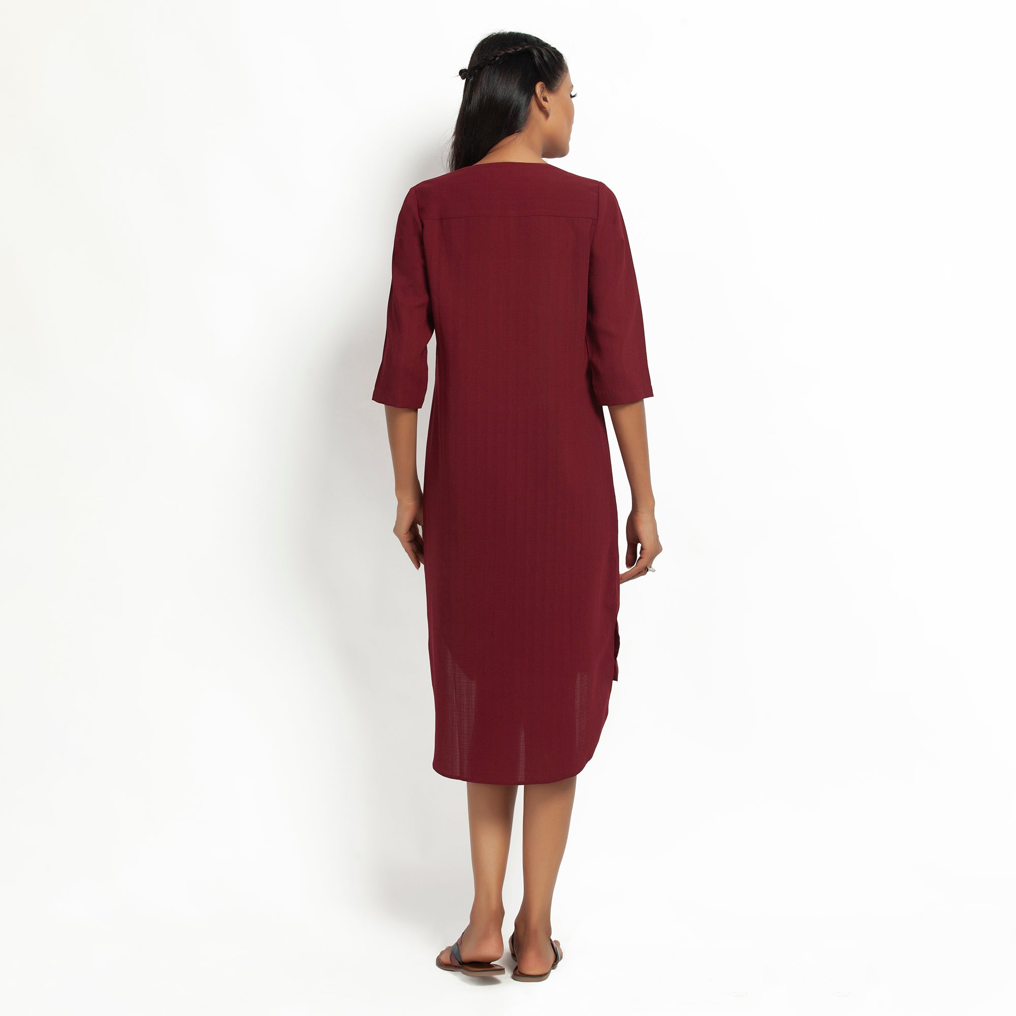 Maroon Tunic With yoke, Chic Tunics for Office Wear - Modern Elegance Redefined