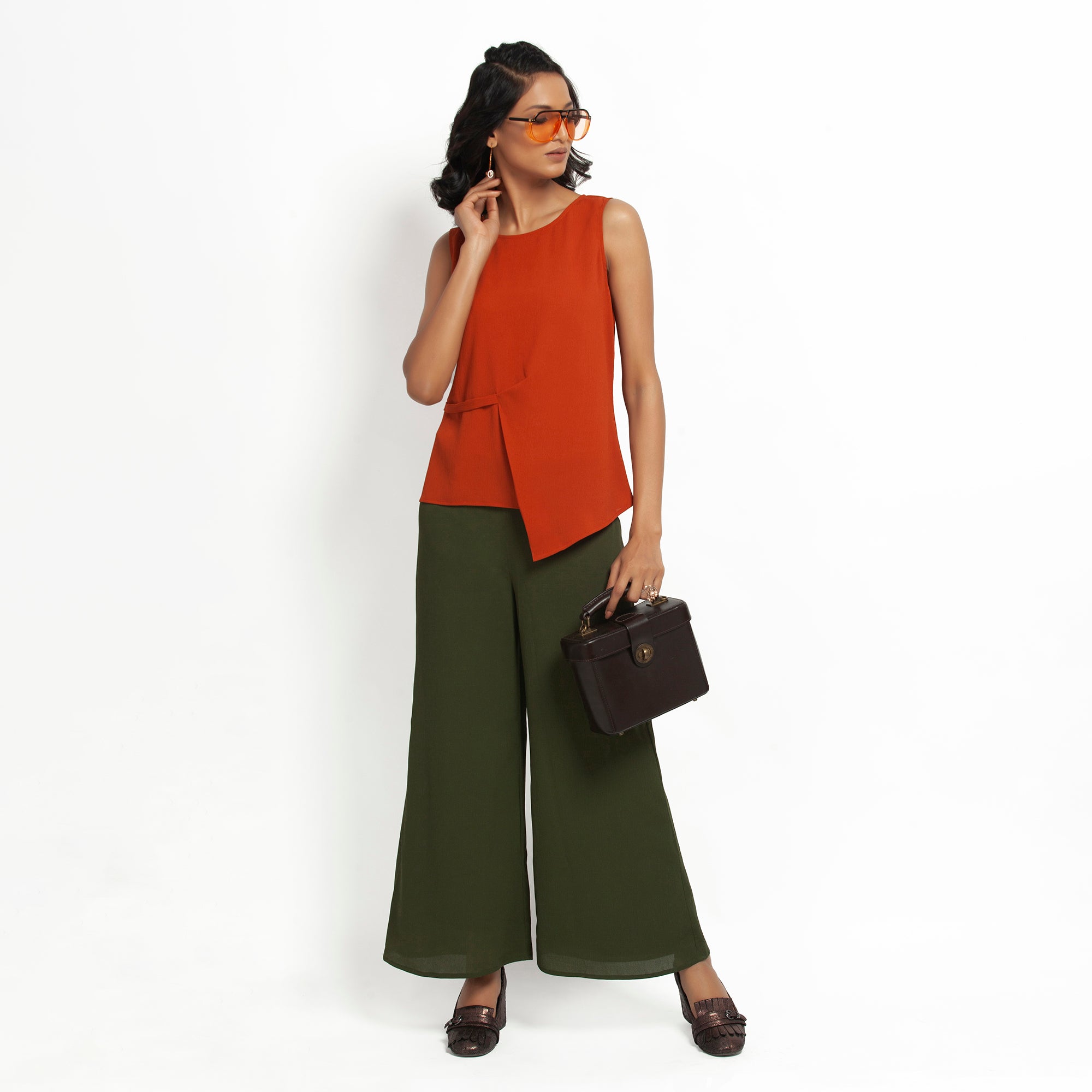 Buy Orange Crepe Top for Women-1