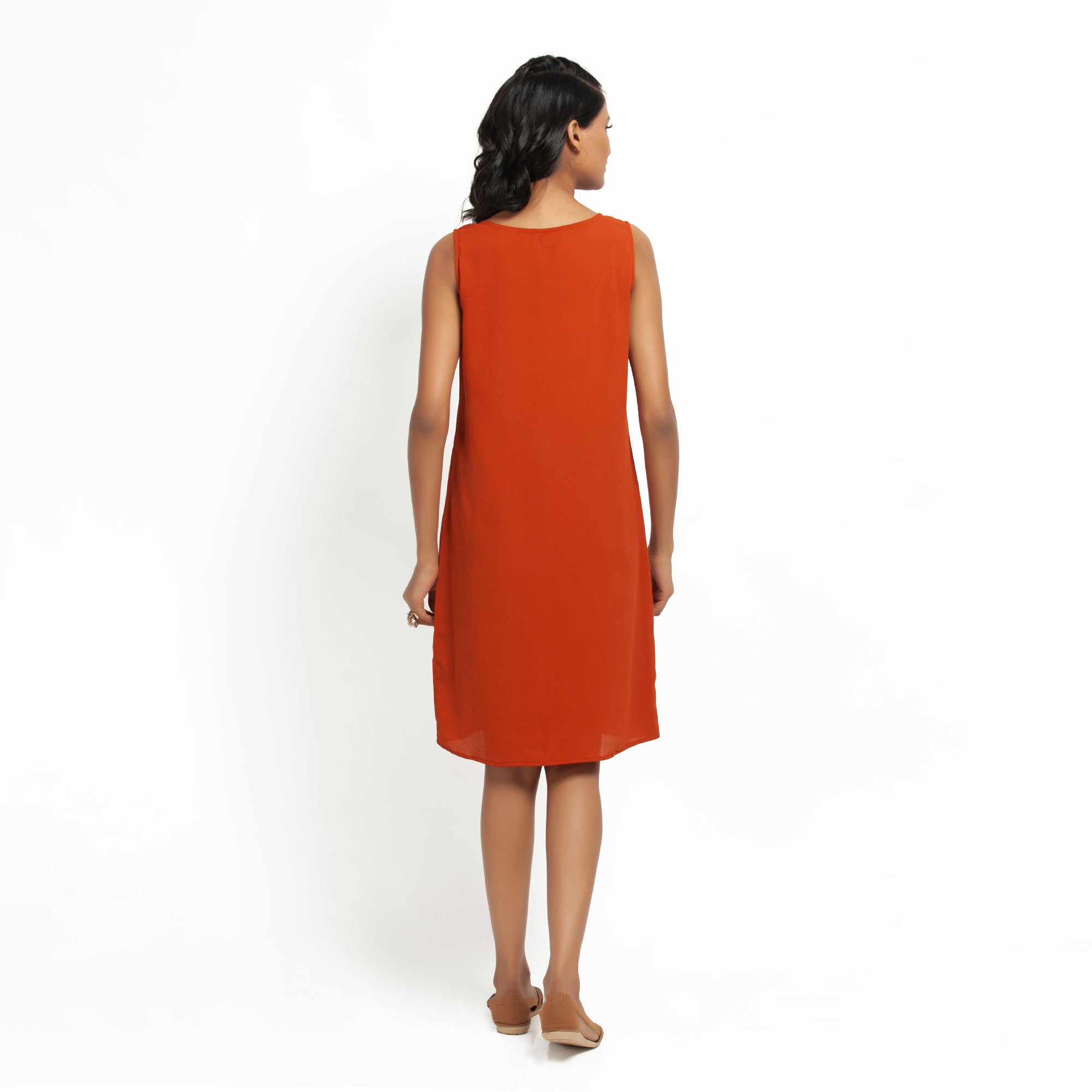 Buy Orange Crepe Women Dresses-1