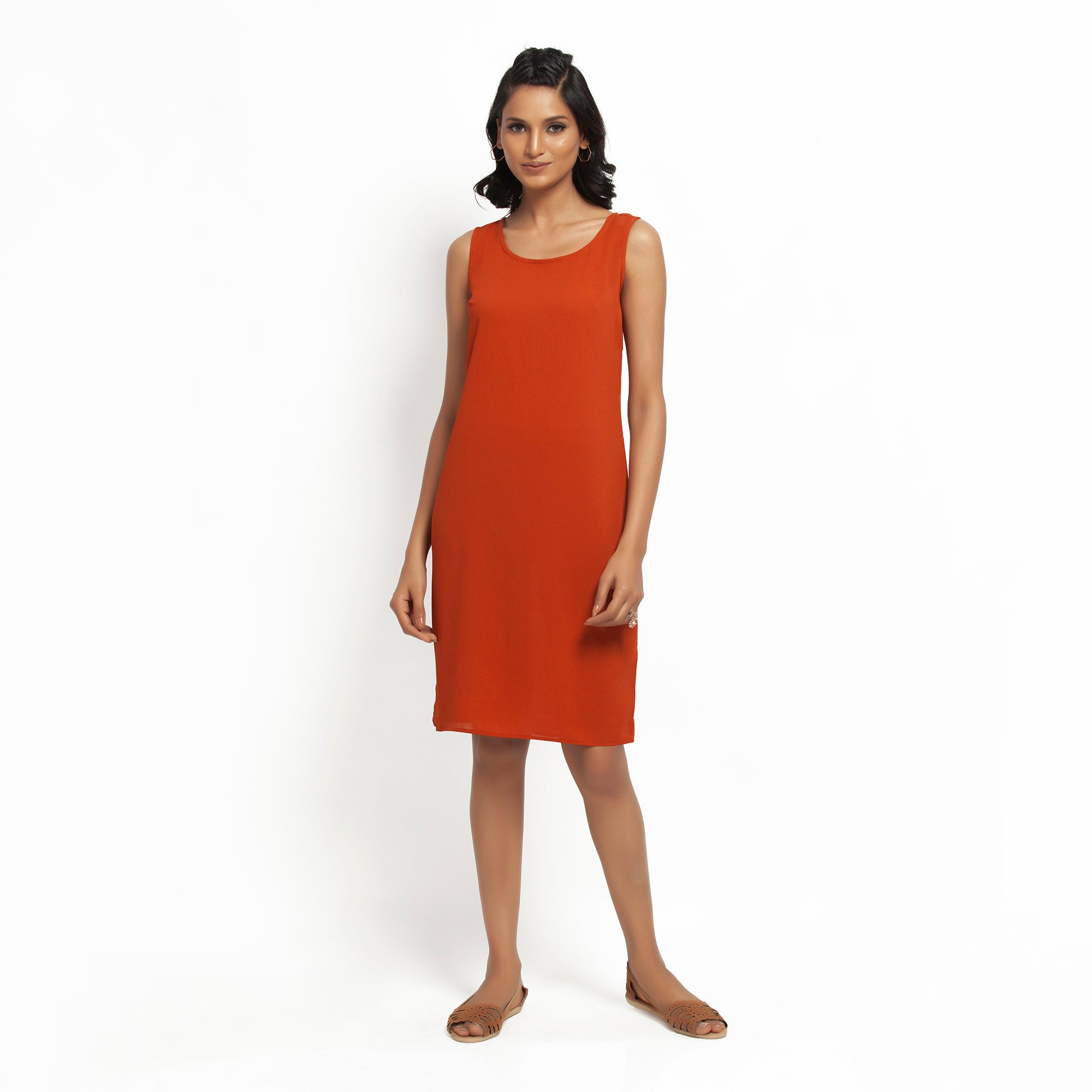 Buy Orange Crepe Women Dresses-2