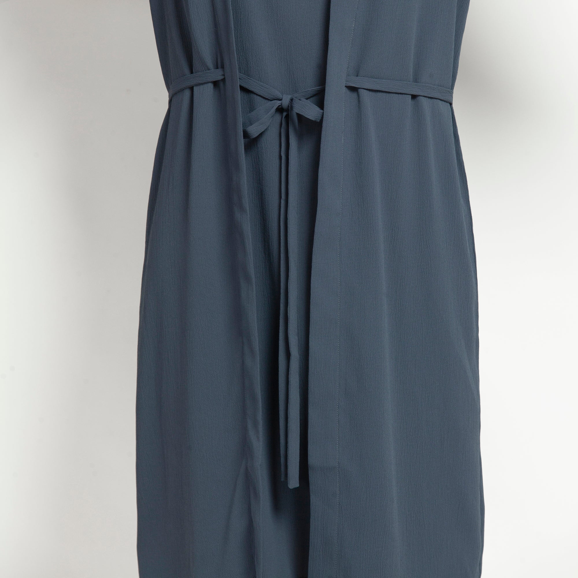 Stone Blue Crepe Jacket with Tie Knot for Women-4