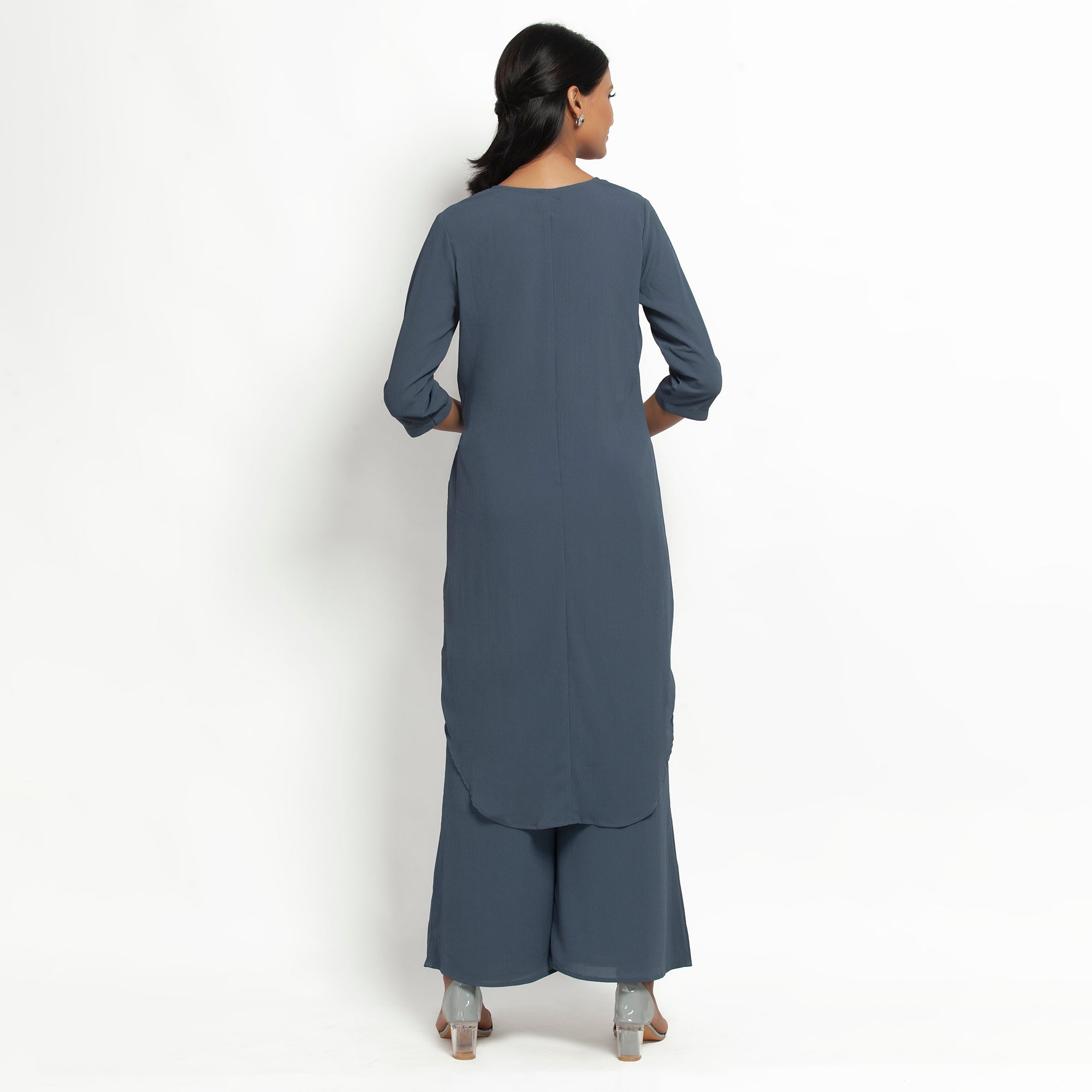 Stone Blue Crepe Tunic for Women-4