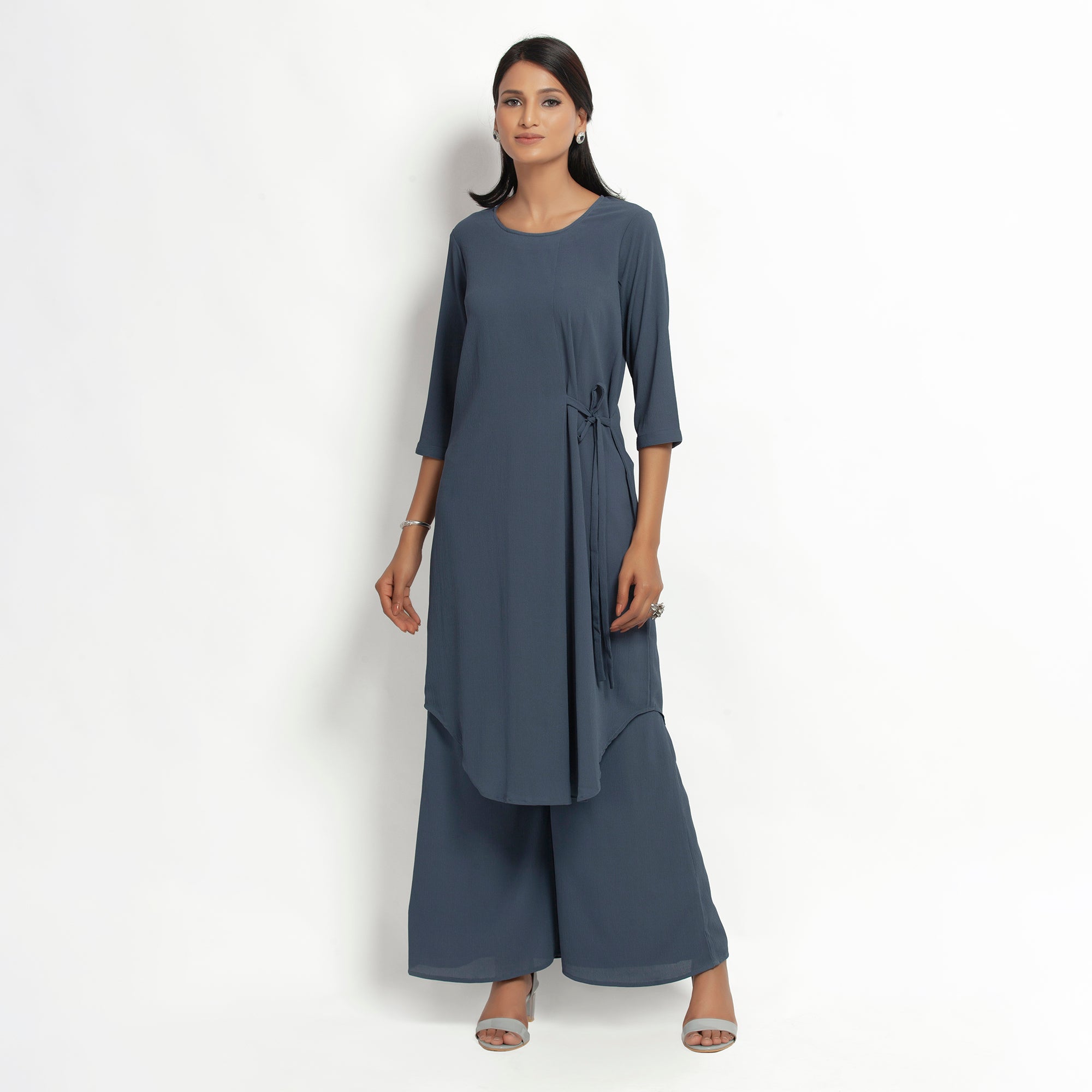 Stone Blue Crepe Tunic for Women