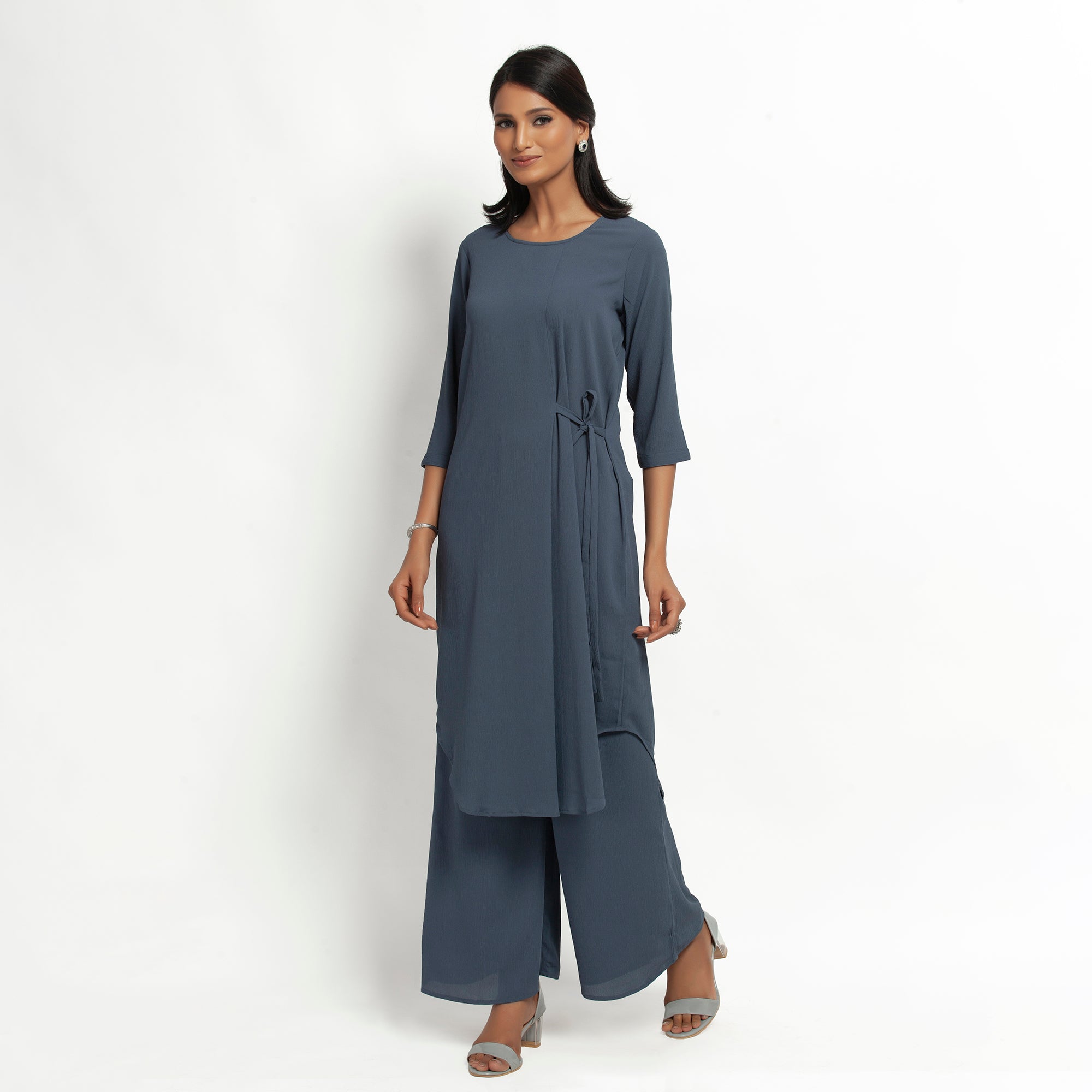 Stone Blue Crepe Tunic for Women-3