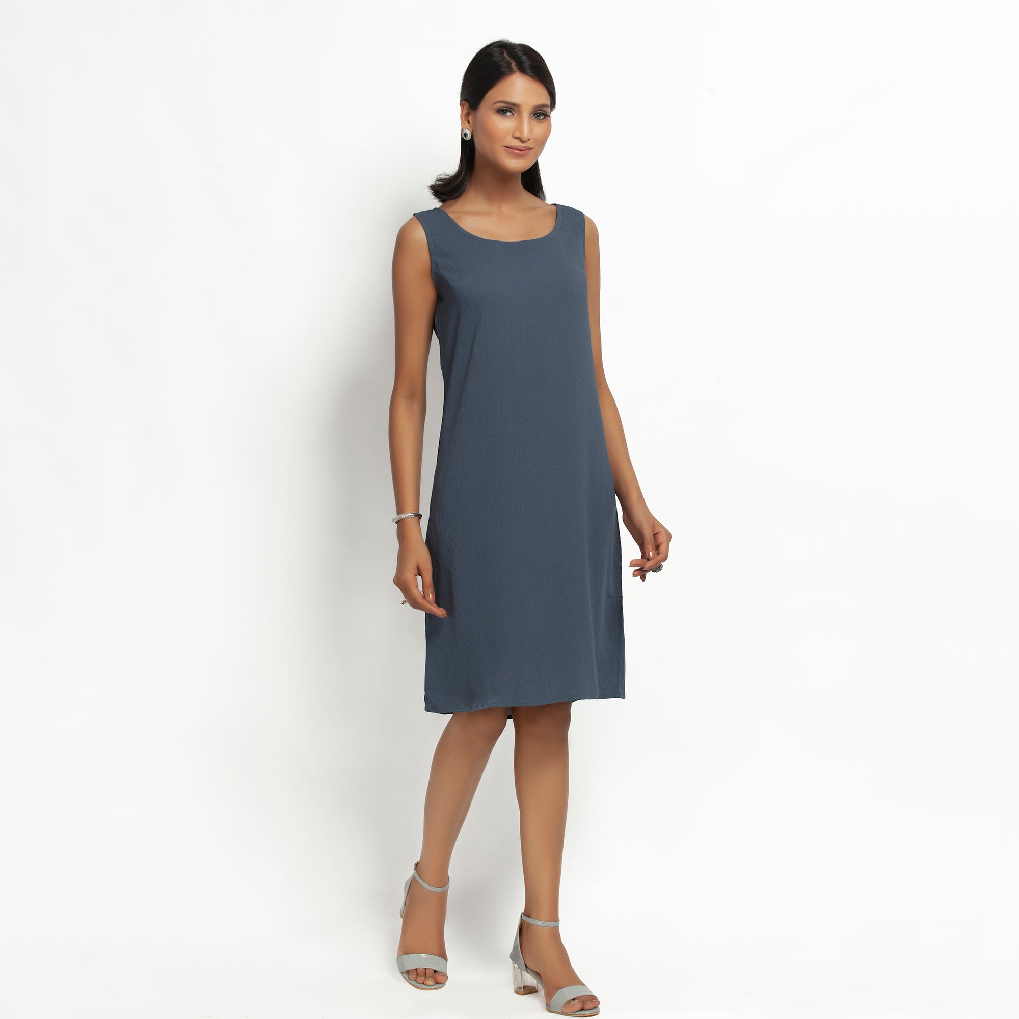 Buy Stone Blue Crepe Dresses for Women-1