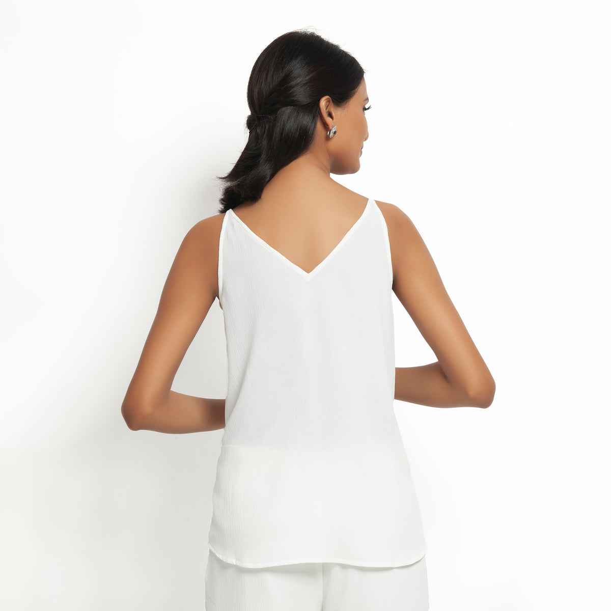Buy White Crepe Spaghetti Top for Women-2