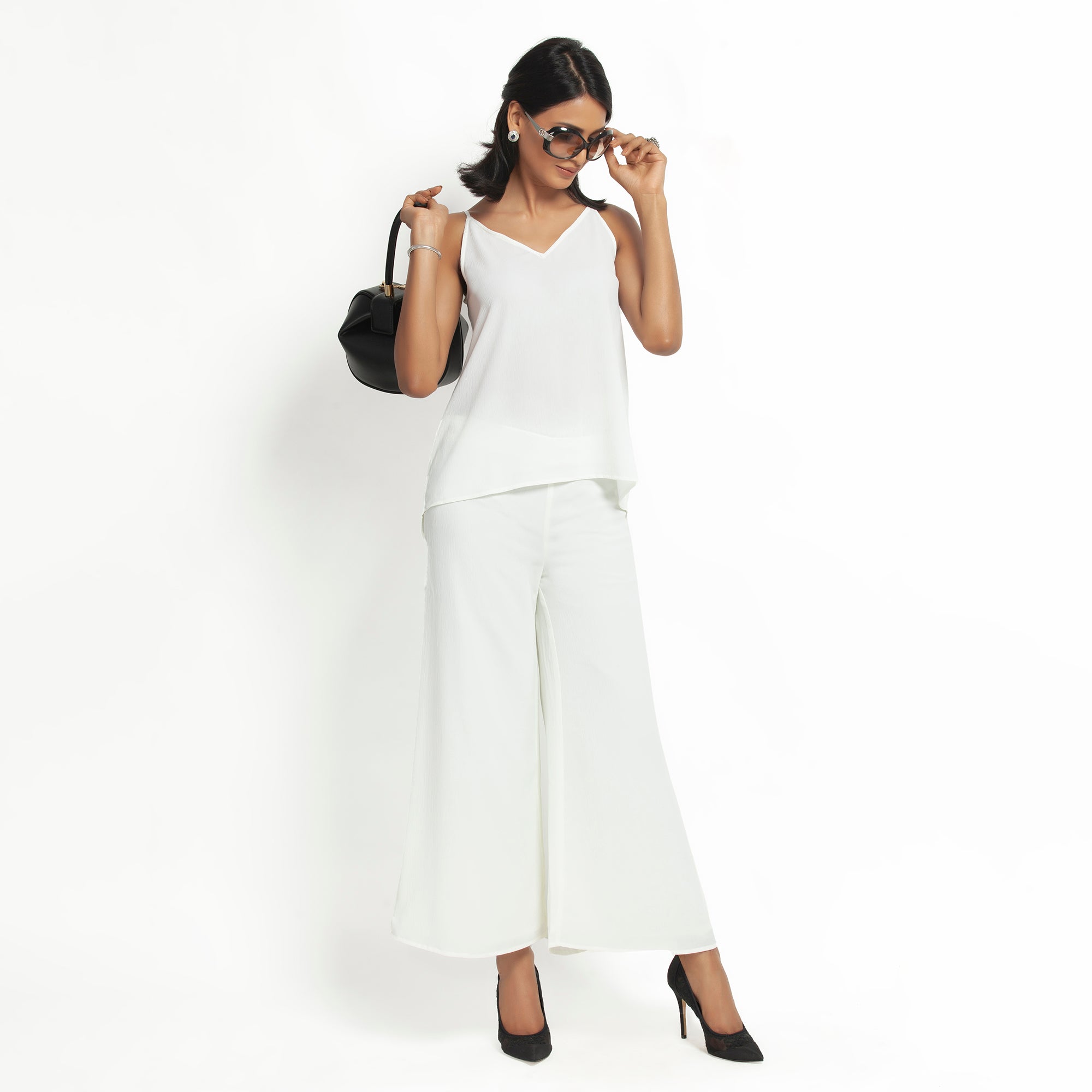 Buy White Crepe Spaghetti Top for Women-4