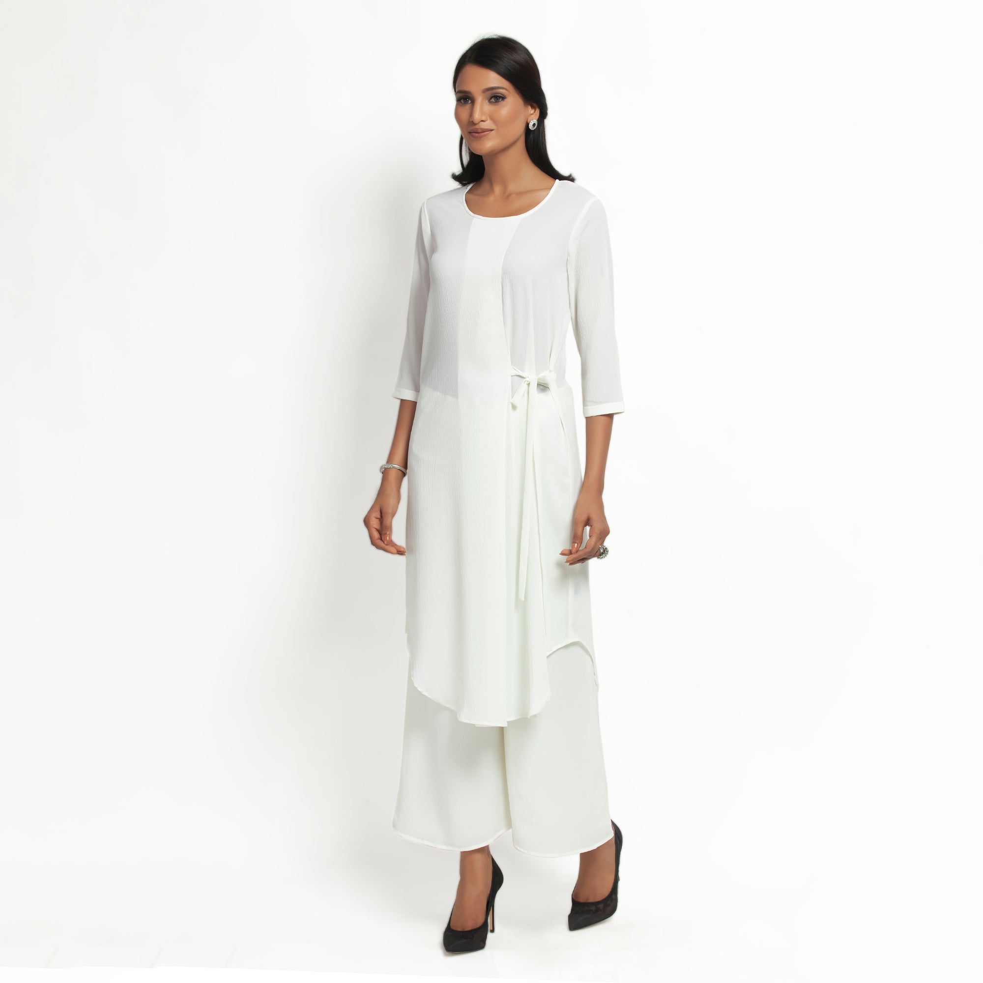 Buy White Crepe Workwaer Tunic for Female-1