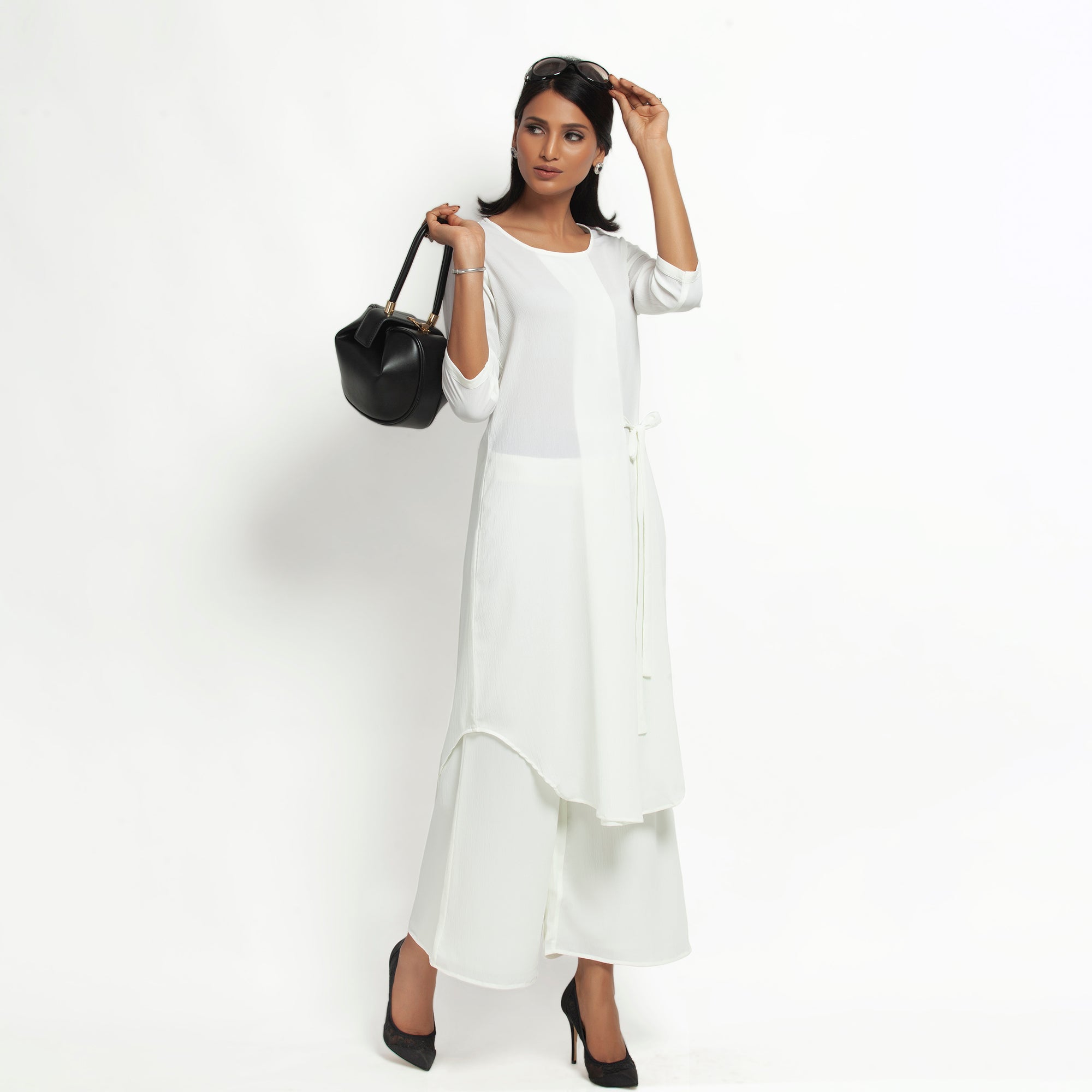 Buy White Crepe Workwaer Tunic for Female-4