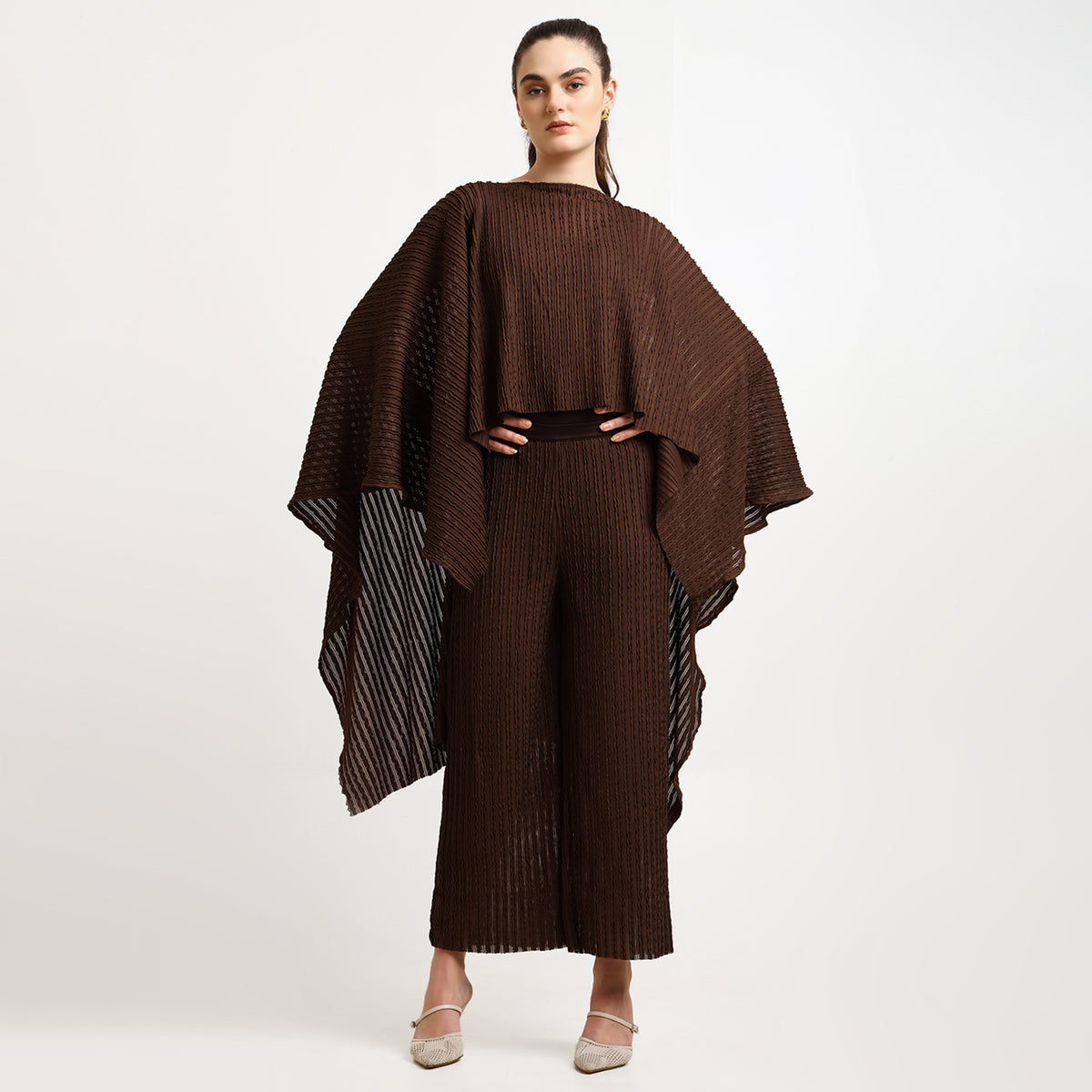 Brown Textured Lycra Cape