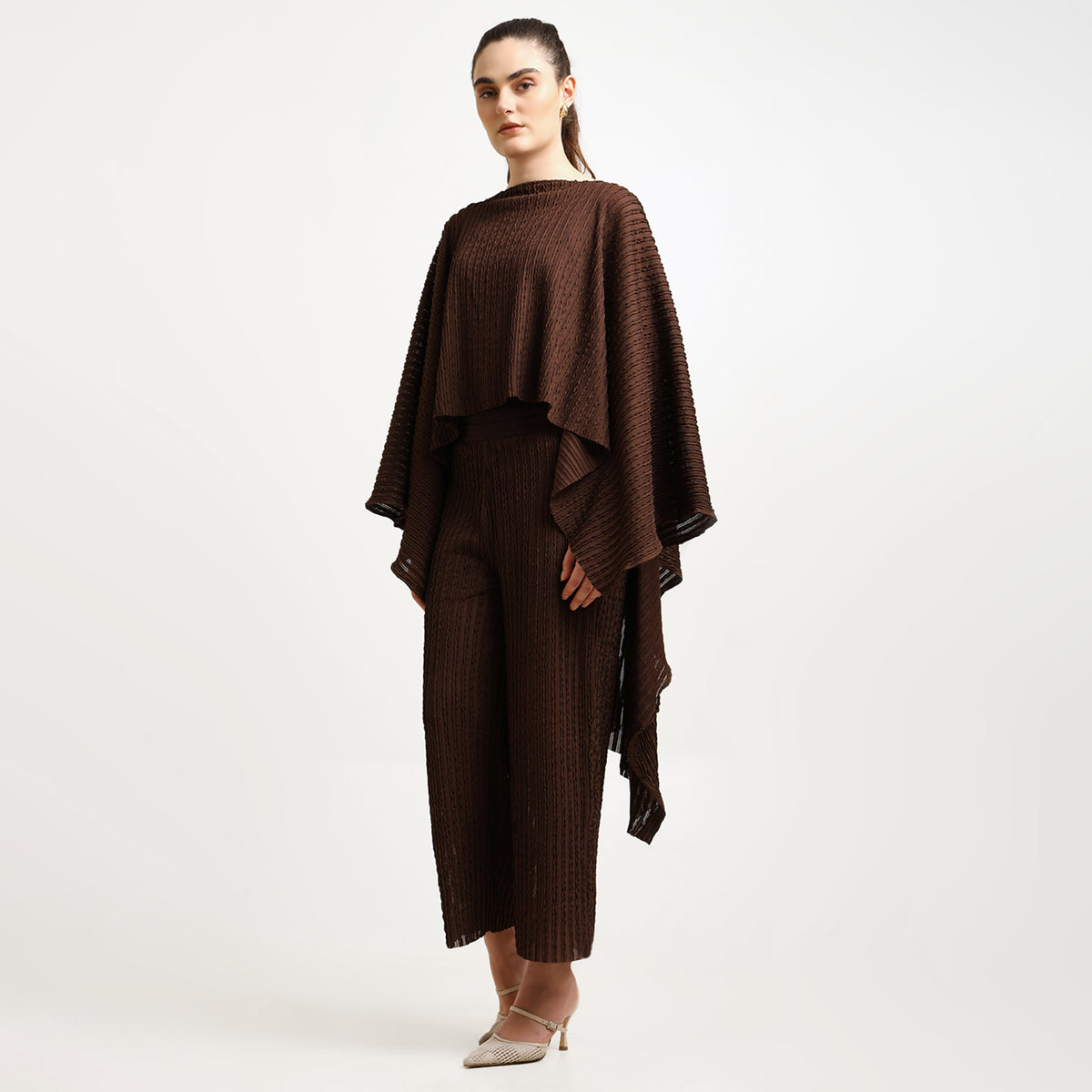 Brown Textured Lycra Cape