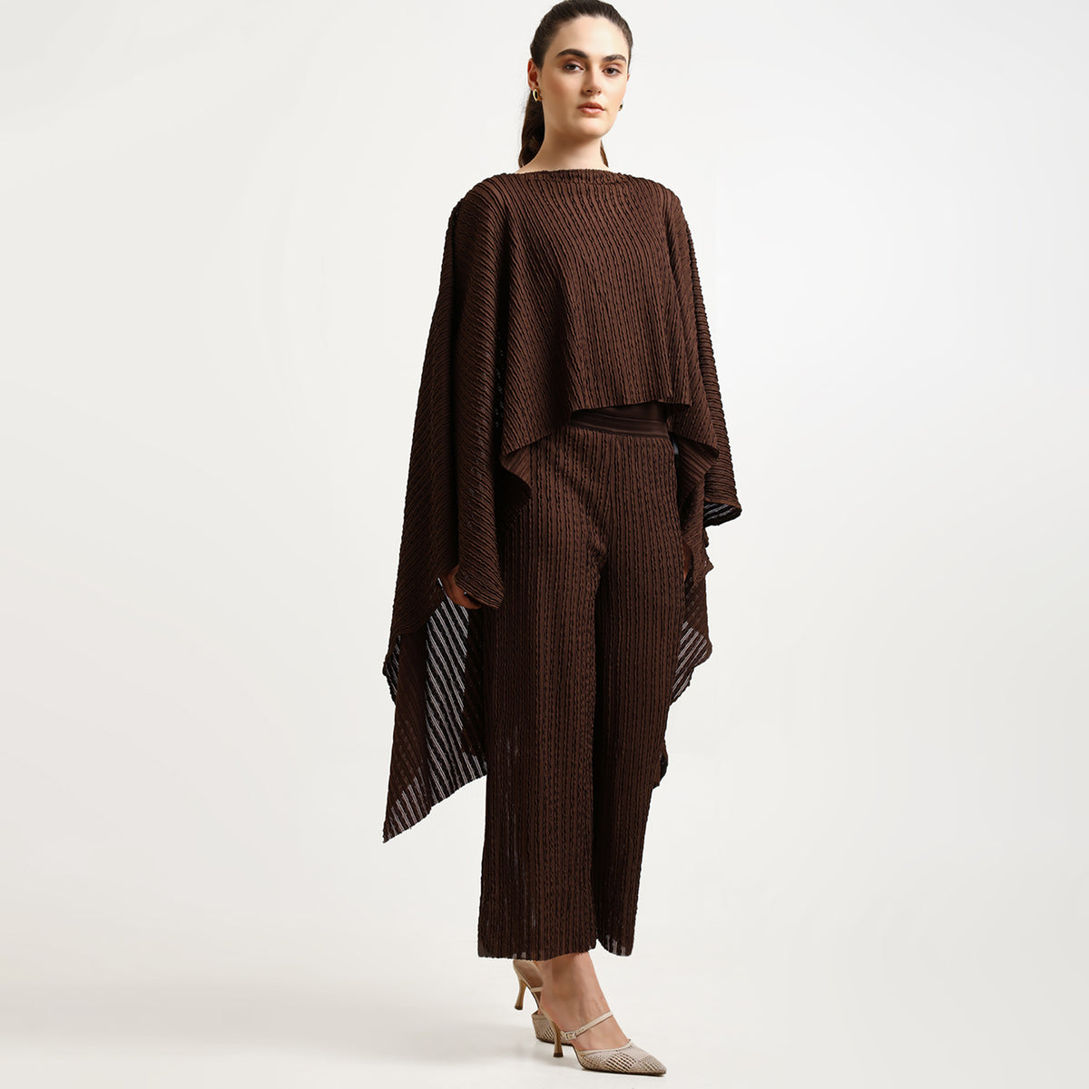 Brown Textured Lycra Cape