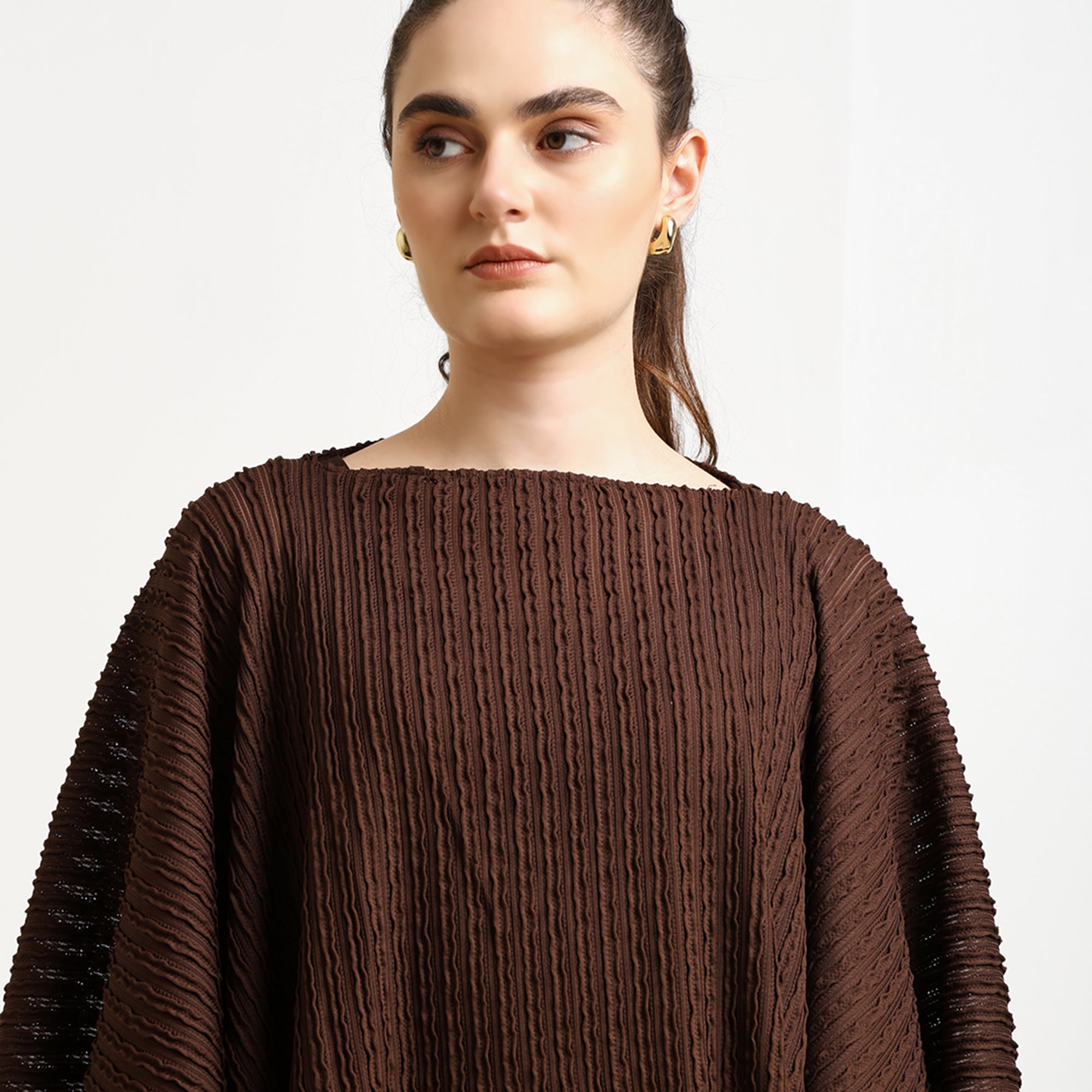 Brown Lycra Textured Cape