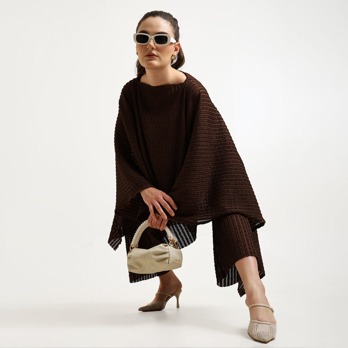 Brown Textured Lycra Cape