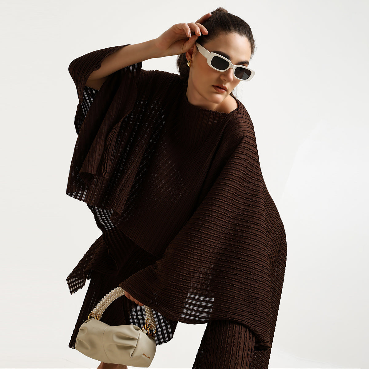 Brown Textured Lycra Cape