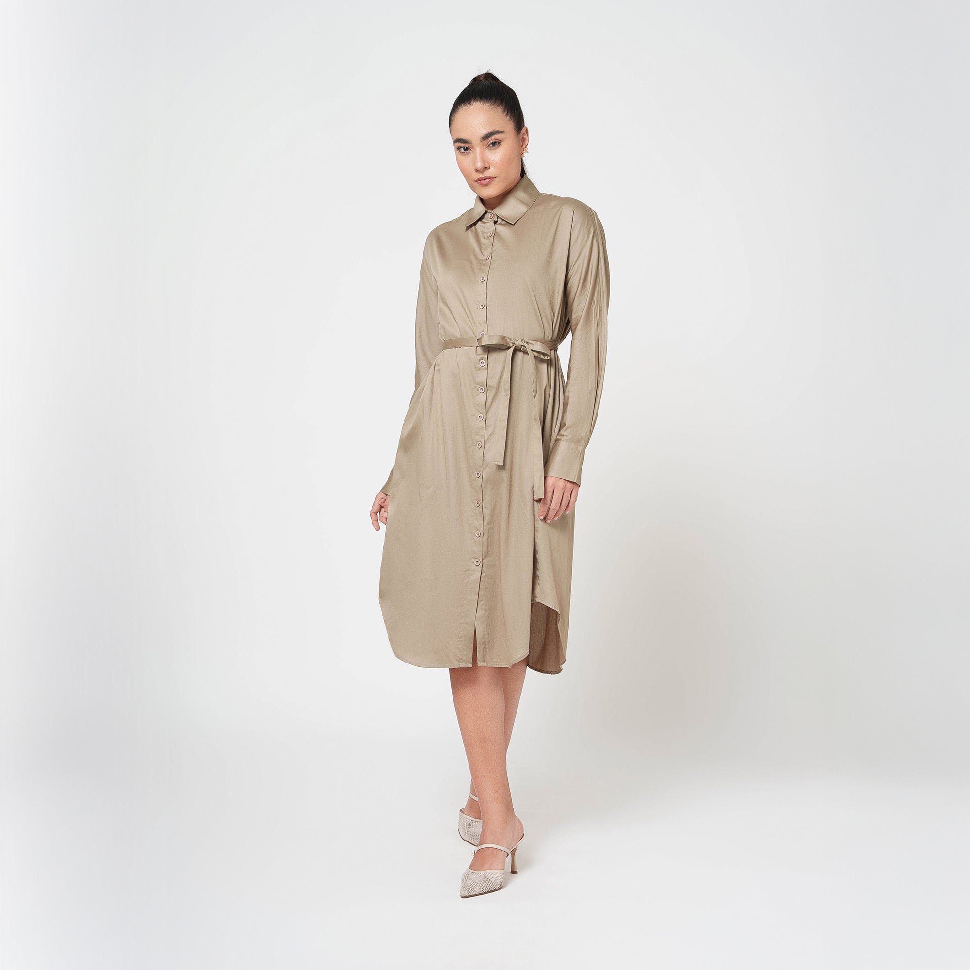 Beige Cotton Long Shirt