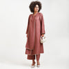 Peach Textured Overlap Kurta With Beige Piping