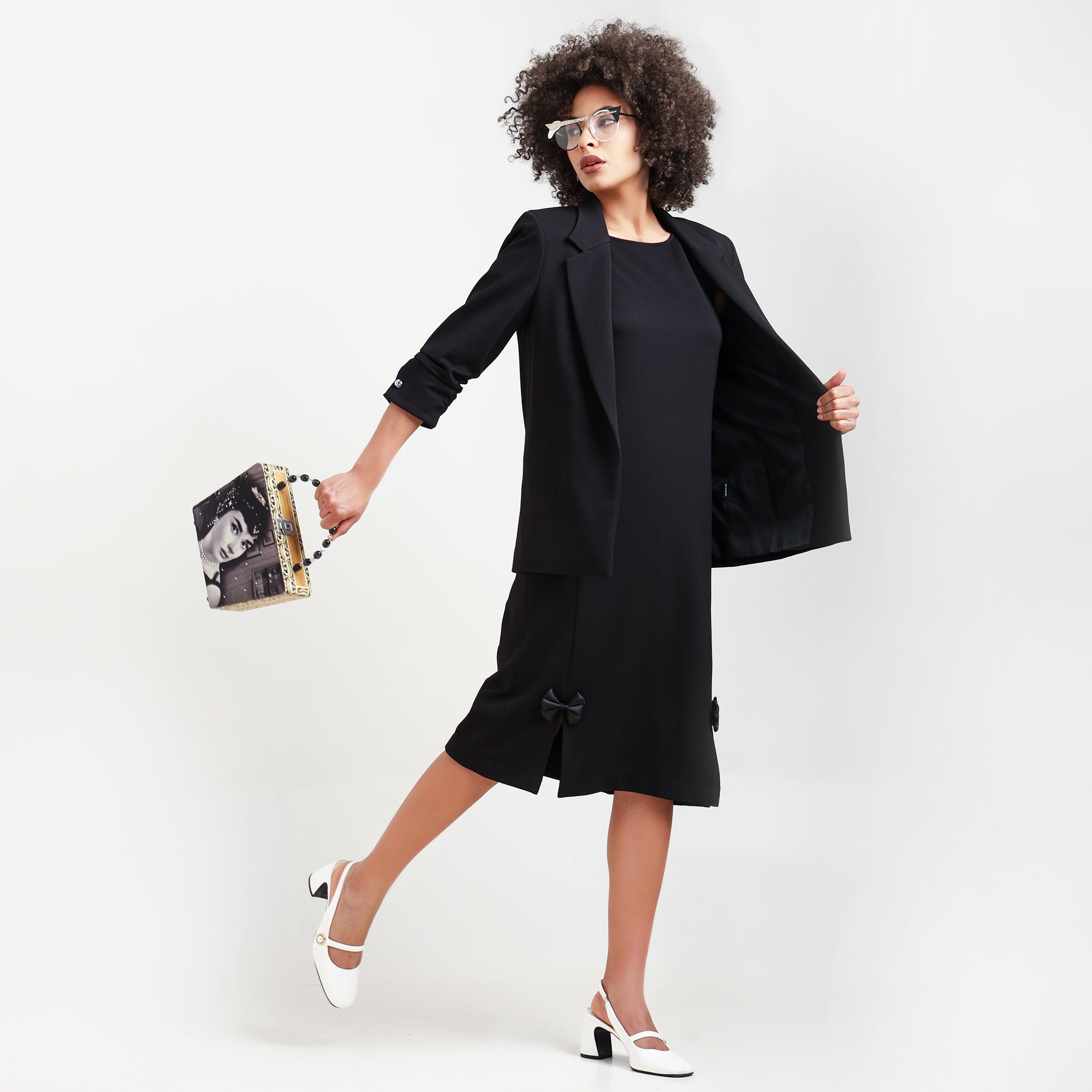 Black Textured Jacket With Cufflinks