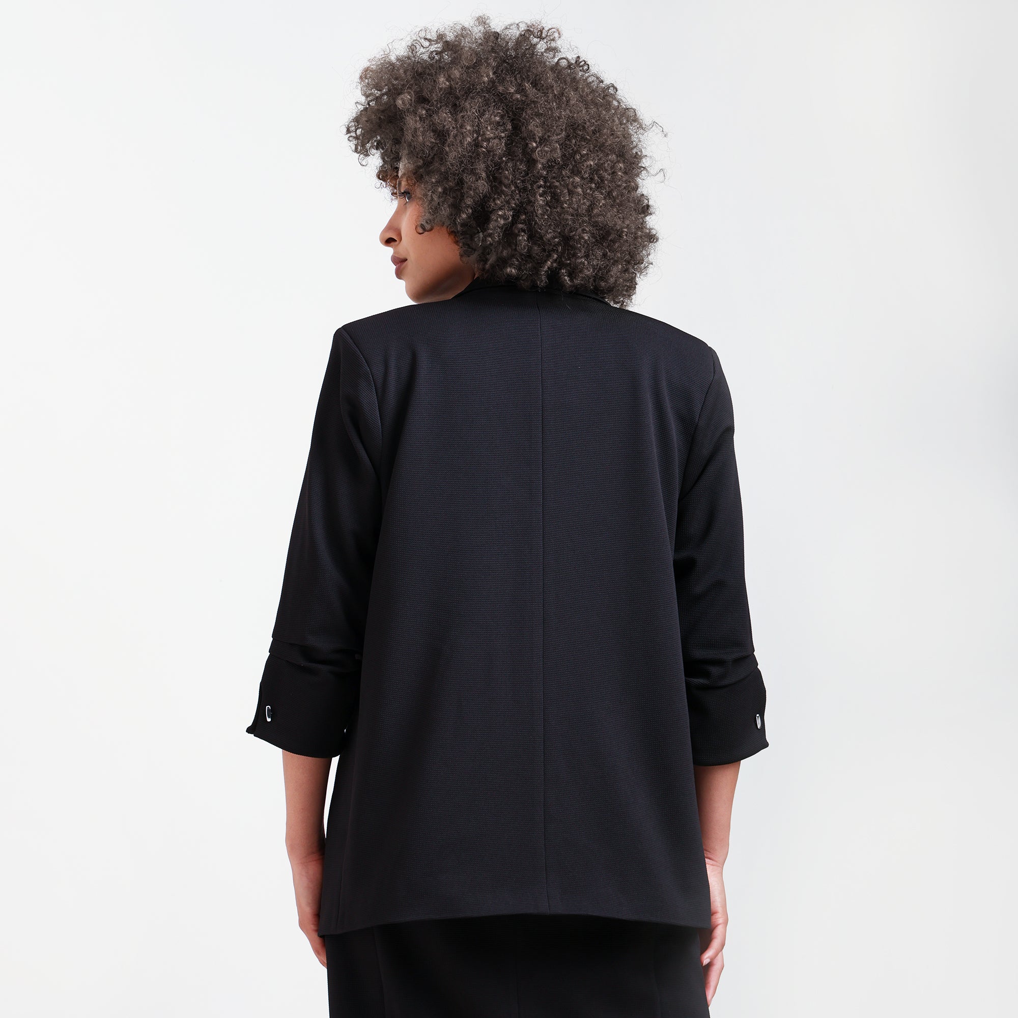 Black Textured Jacket With Cufflinks