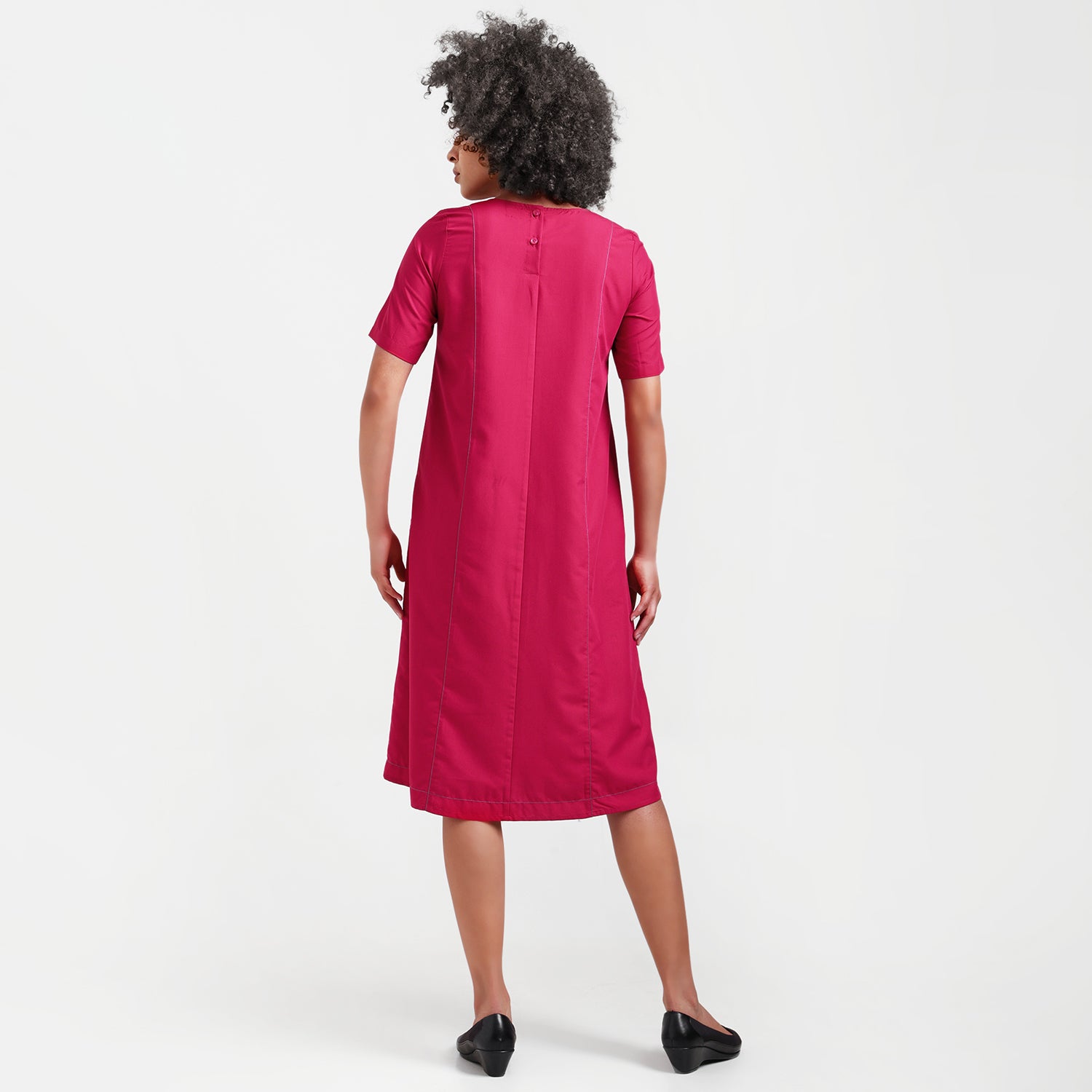 Red Dress With Blue Top Stitch