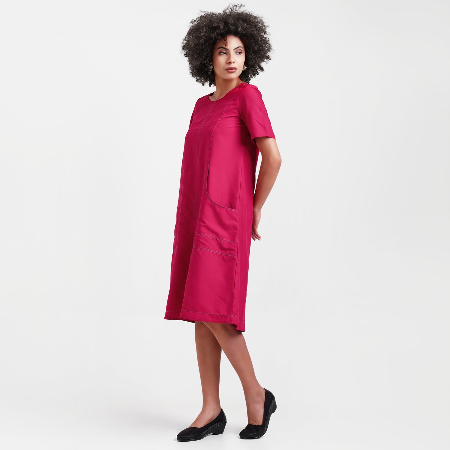 Red Dress With Blue Top Stitch