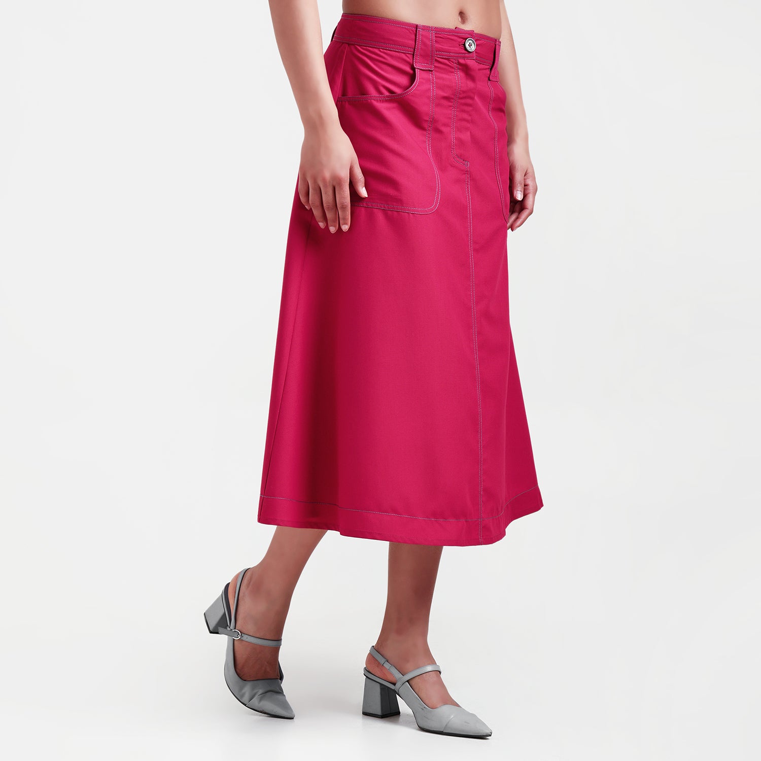 Red Skirt With Top Stitch