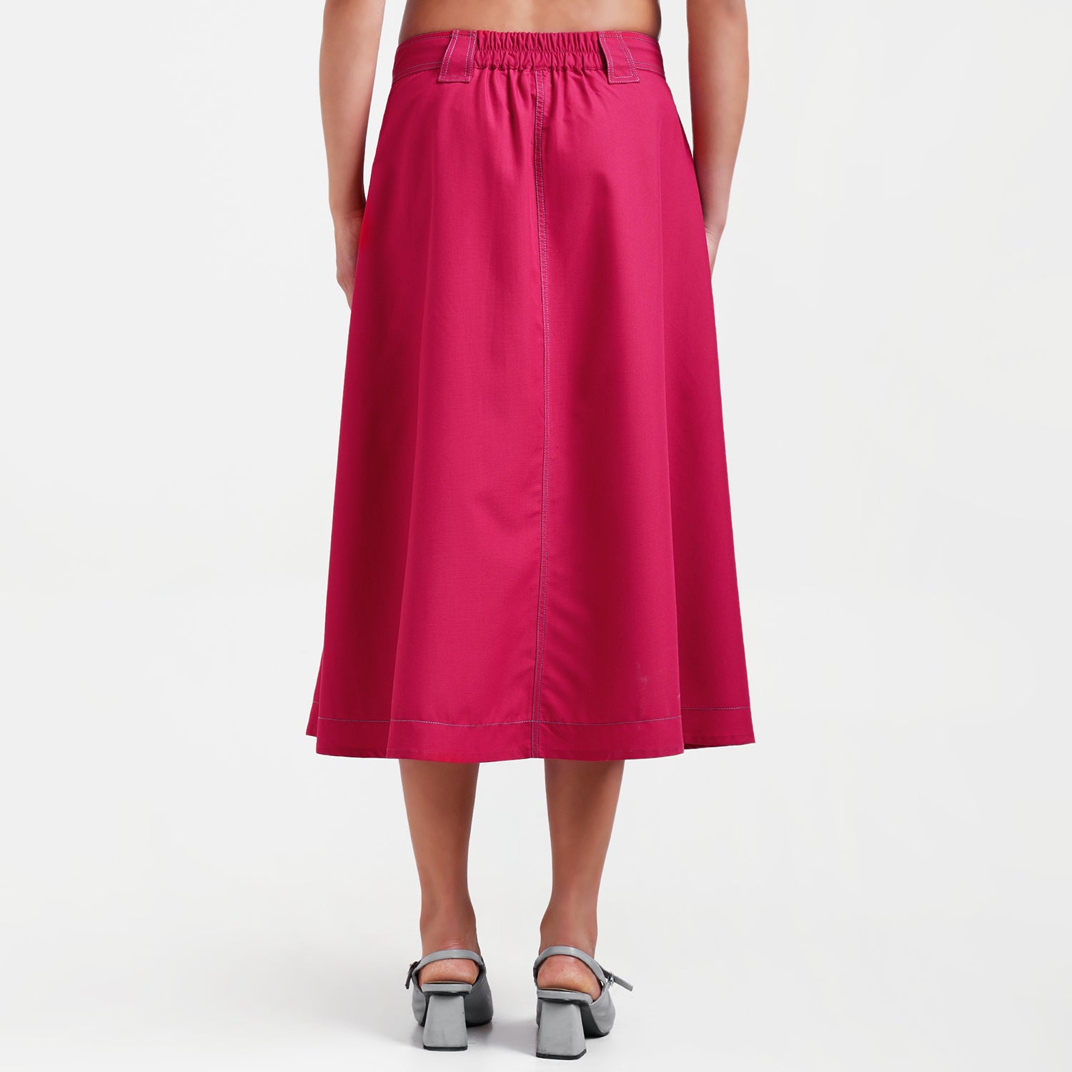 Red Skirt With Top Stitch