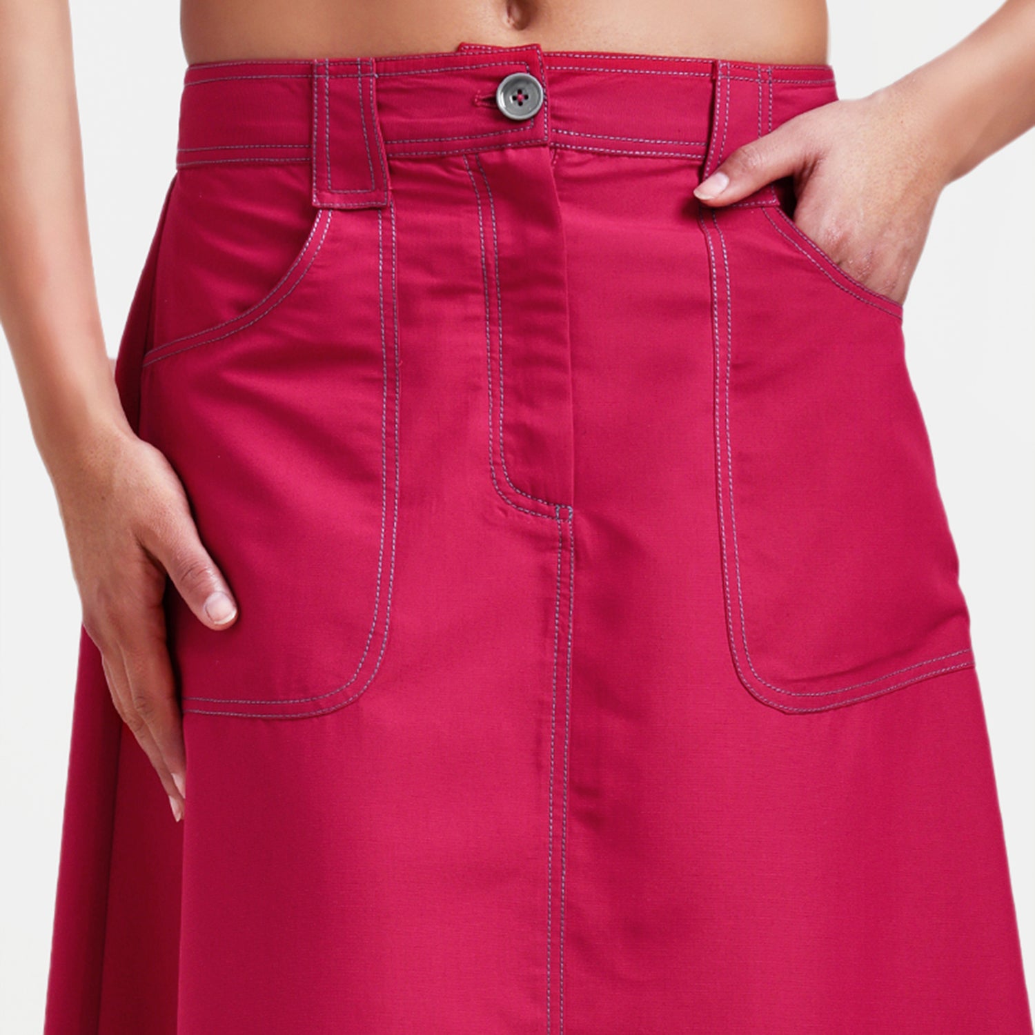 Red Skirt With Top Stitch