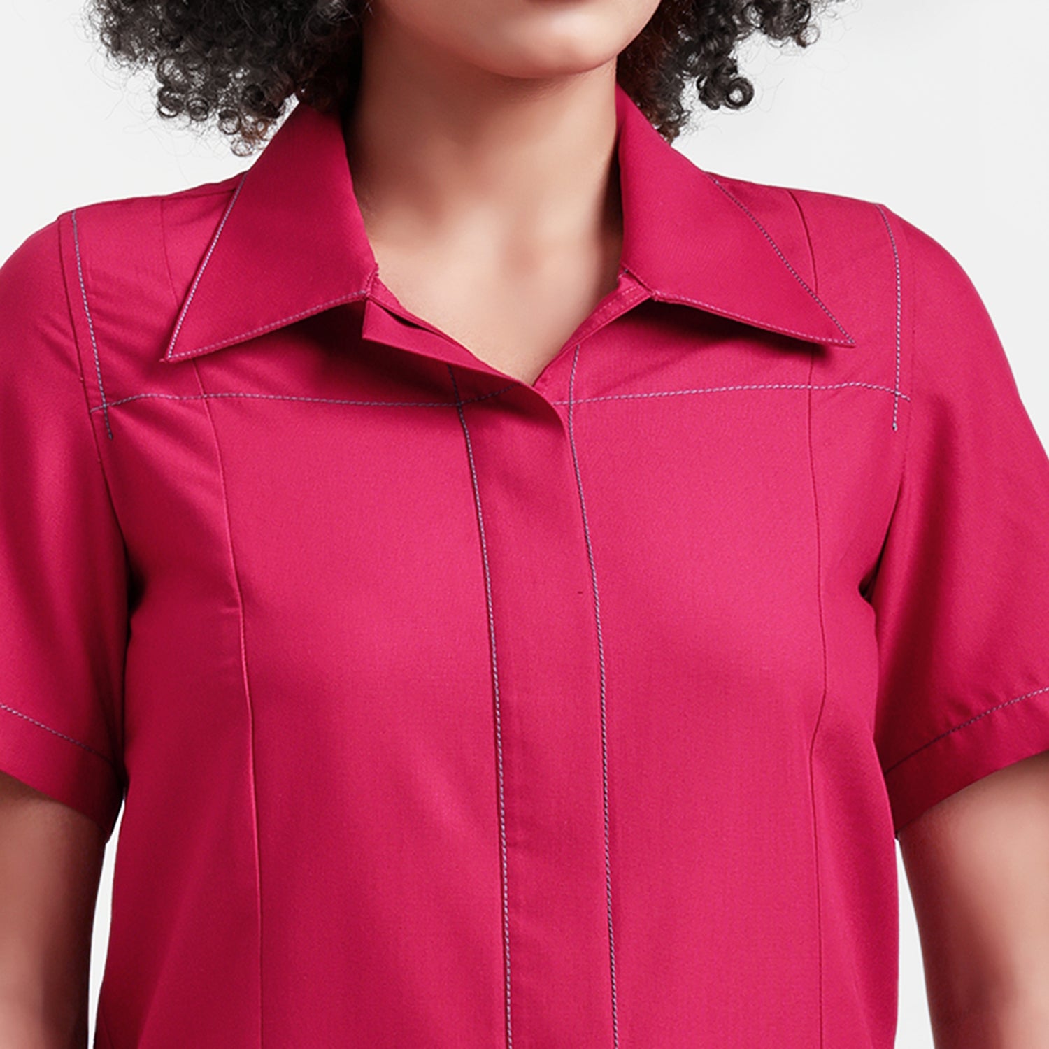 Red Short Jacket With Top Stitch