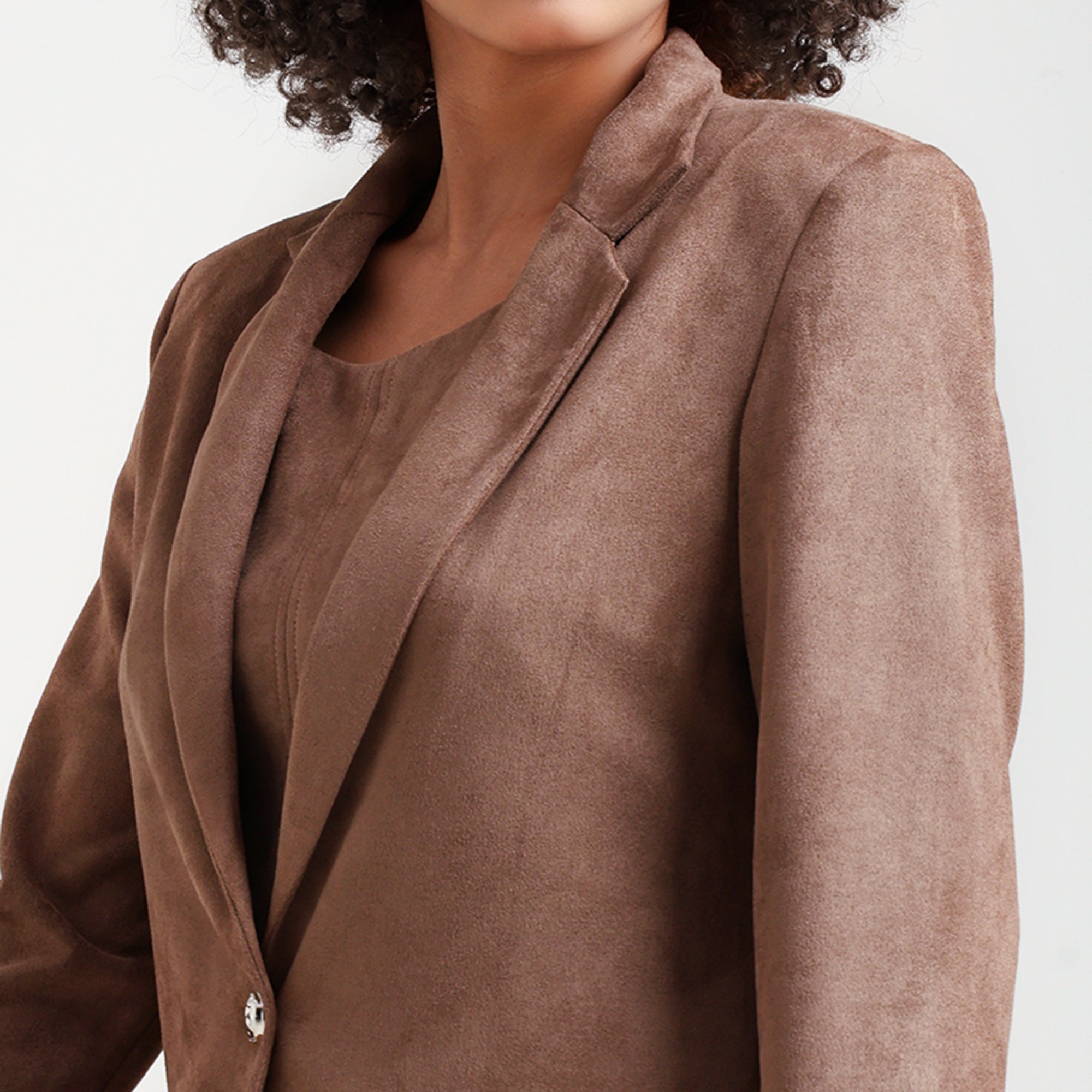 Brown Suede Jacket With Long Sleeve