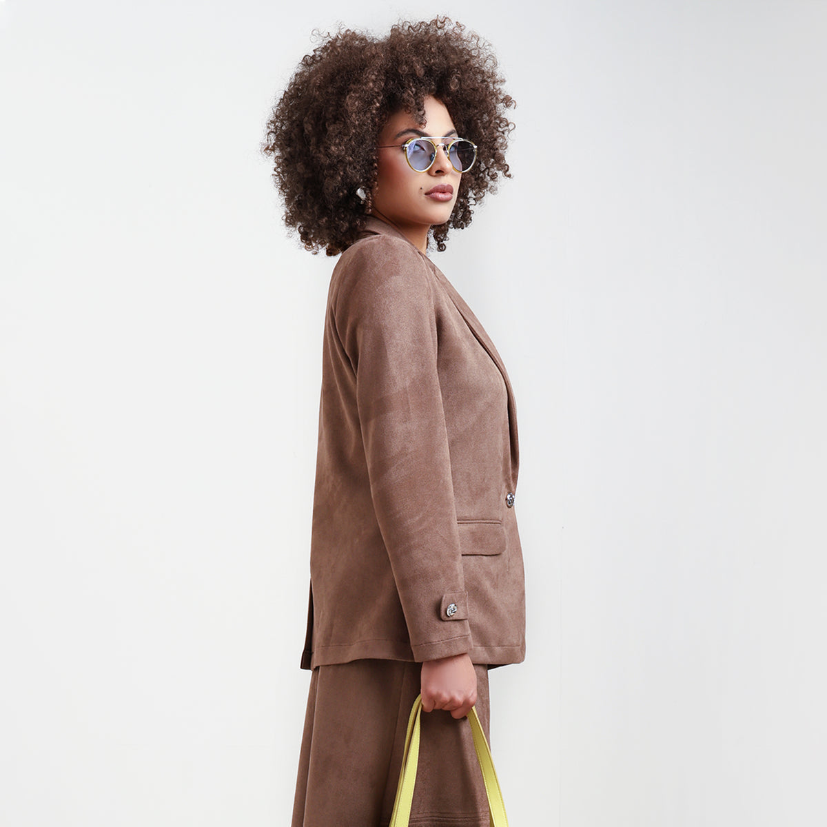 Brown Suede Jacket With Long Sleeve